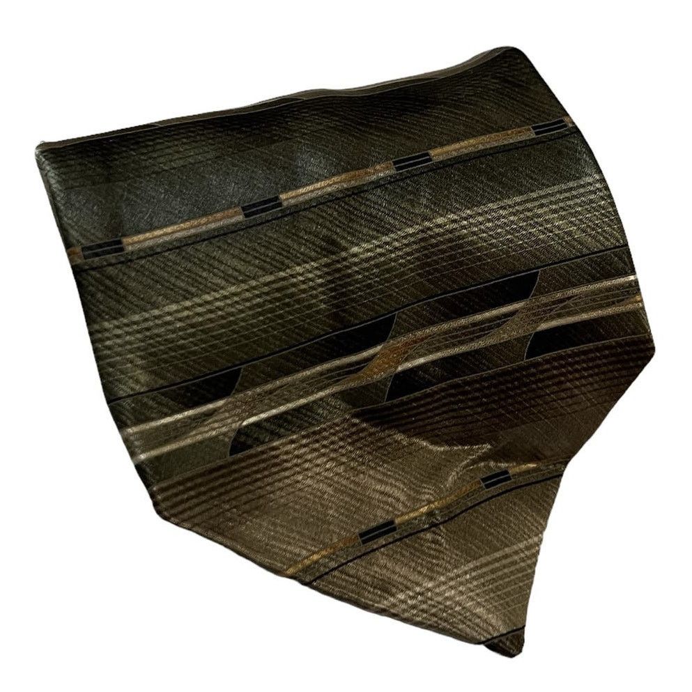Croft & Barrow Croft & Barrow Green Tan Abstract Monochromatic Stripe Tie Size ONE SIZE - 2 Thumbnail