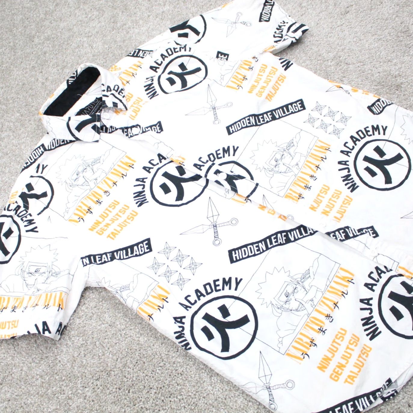 Vintage NARUTO Shippuden AOP Shirt Mens Medium White All Over Print S/S Logo Button-Up Geometric Casual Anime Mens Medium White Size US M / EU 48-50 / 2 - 6 Thumbnail