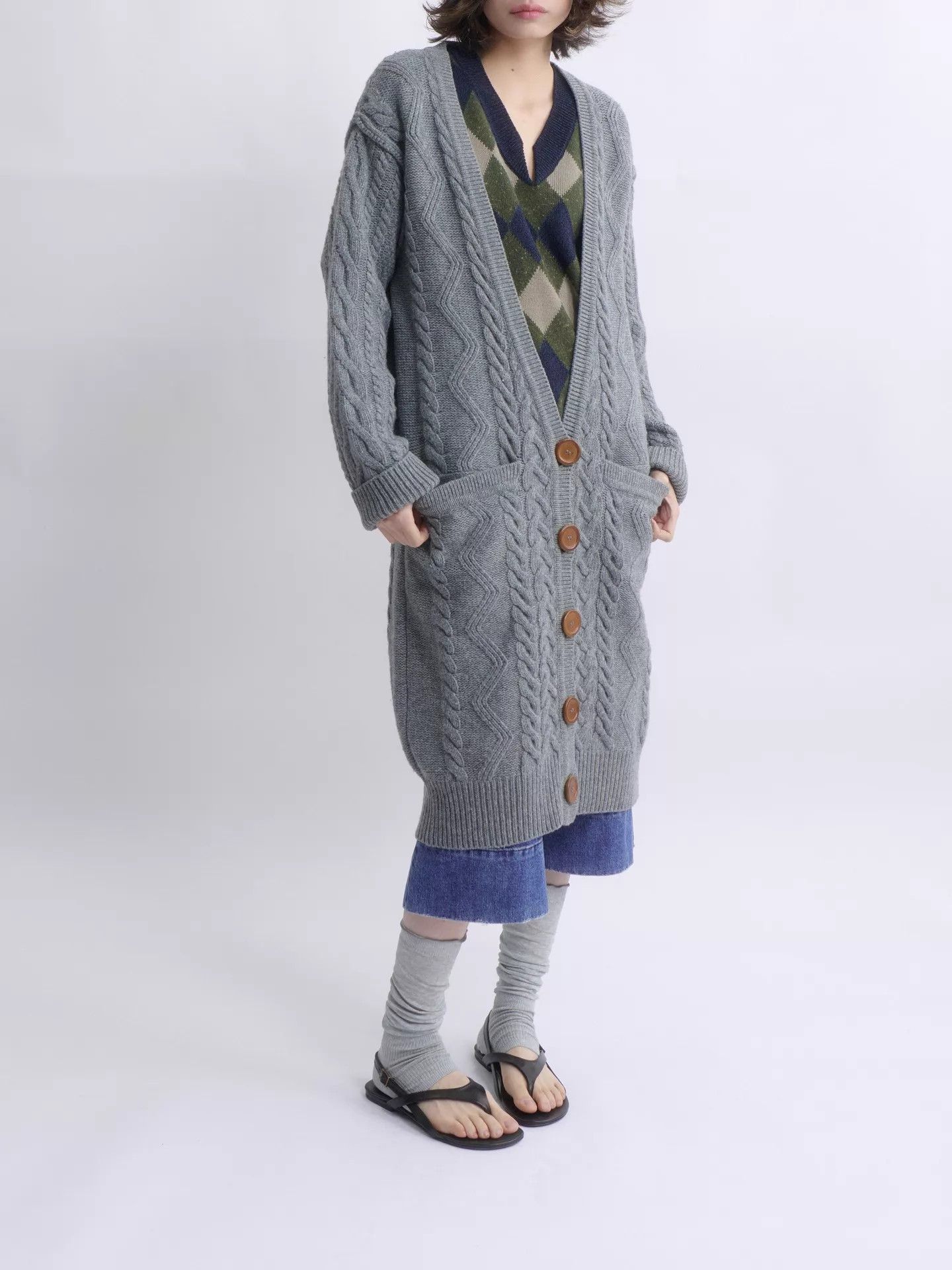 Chloe CHLOE by Phoebe Philo Gray Long Chunky Knit Cardigan 2004AW Size XS / US 0-2 / IT 36-38 - 4 Thumbnail