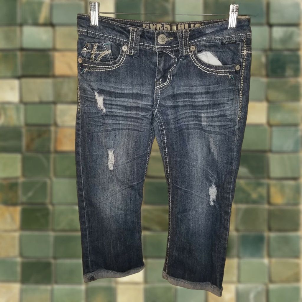 Vintage VINTAGE Hydraulic Capri Jeans Womens Distressed Blue Size 5/6 Size 27" / US 4 / IT 40 - 1 Thumbnail