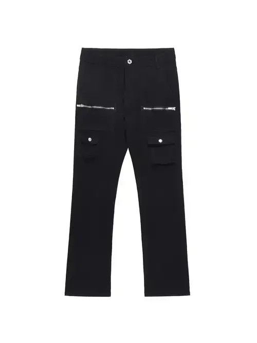 Jean zipper punk flared cargo pants Size US 34 / EU 50 - 4 Thumbnail