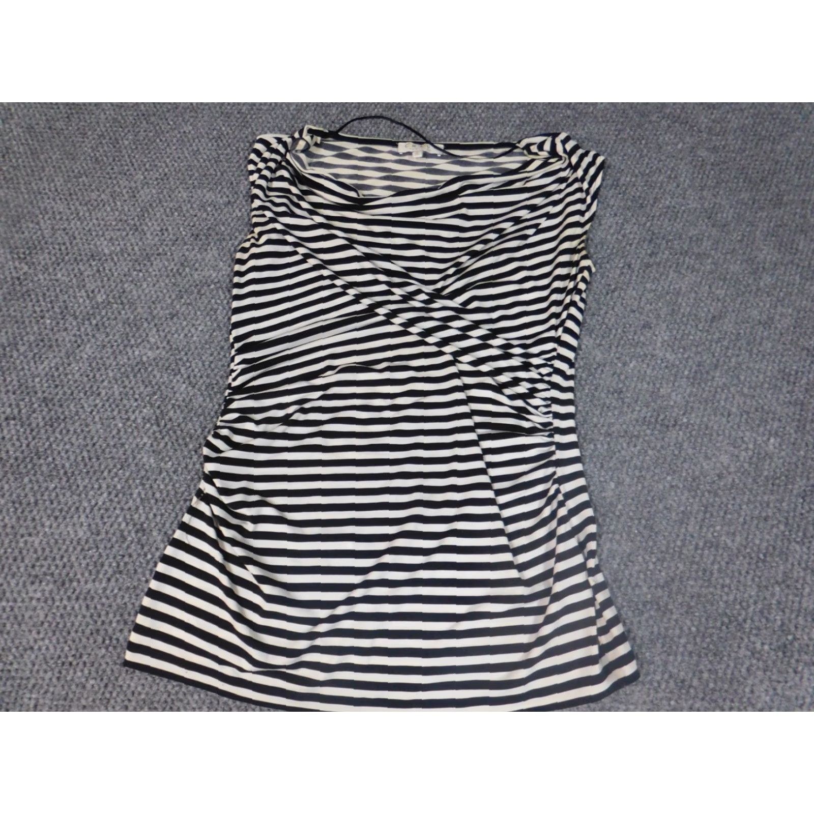 Vintage Chaus Blouse Shirt Womens S Black Striped Crew Neck Pullover Stretch Casual Button Size S / US 4 / IT 40 - 3 Thumbnail