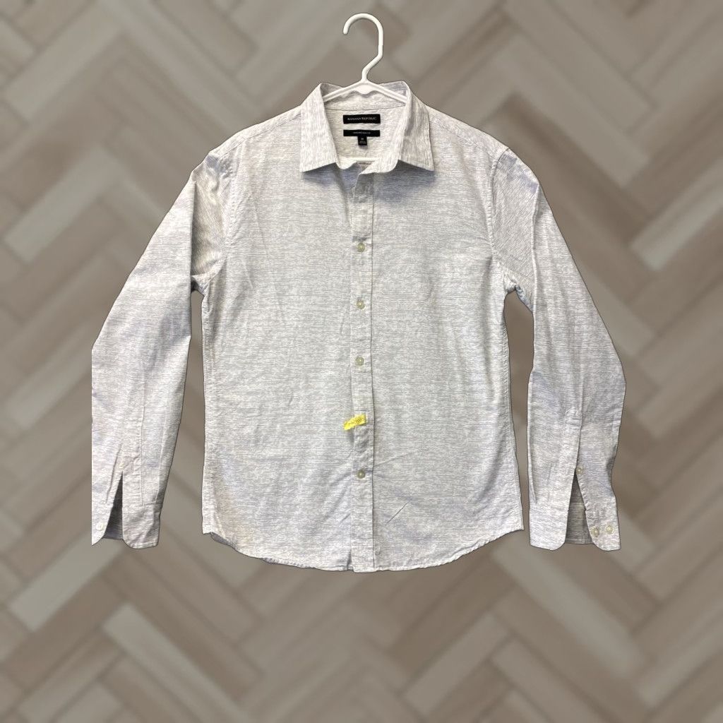 Banana Republic Banana Republic Men's Shirt M Gray Slim Fit Long Sleeve Button-Down Casual Business Size US M / EU 48-50 / 2 - 1 Thumbnail