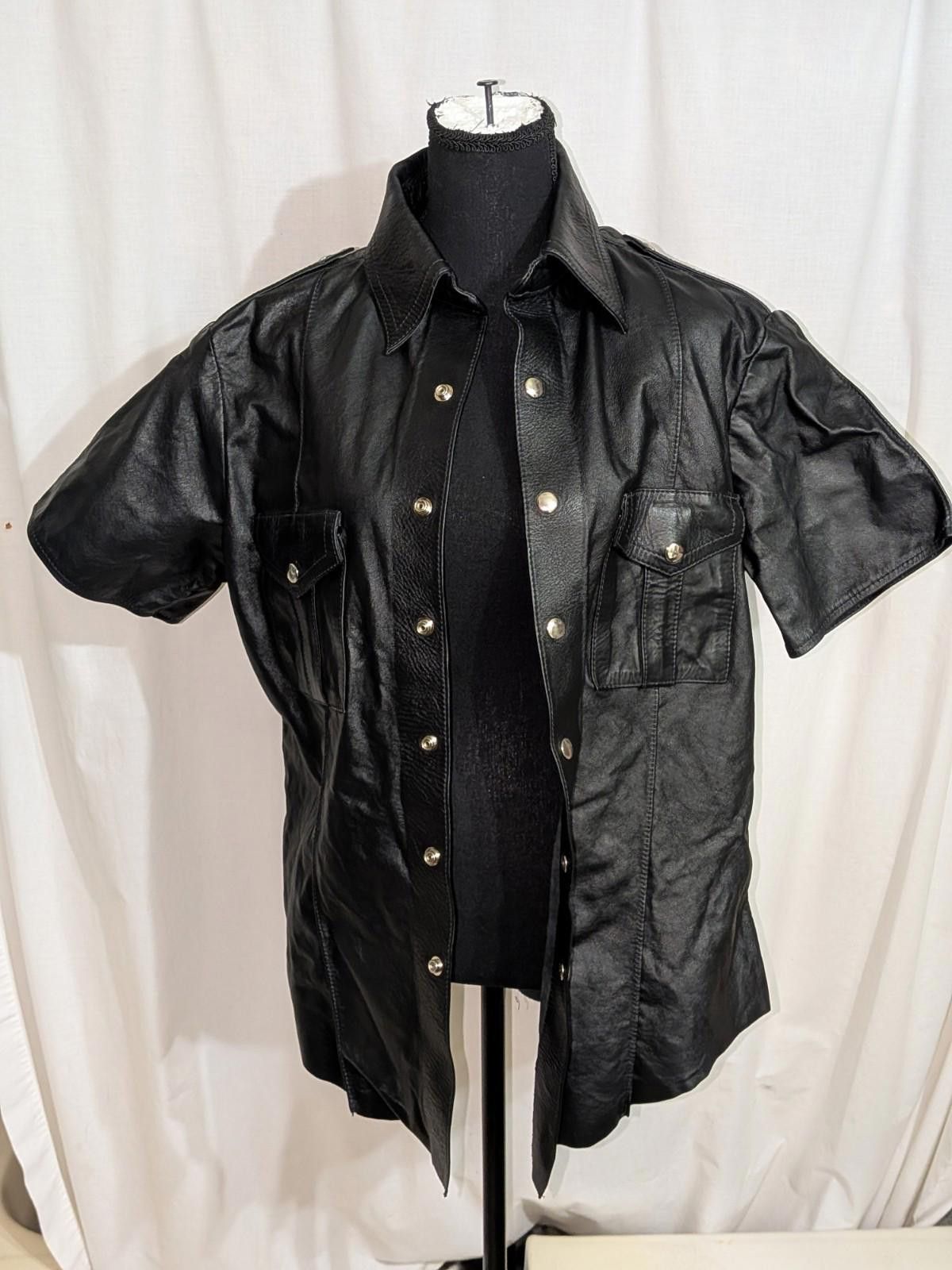 Designer VTG 80s BLACK on BLACK LEATHERS Police Uniform Polo Shirt XL Size US XL / EU 56 / 4 - 3 Thumbnail