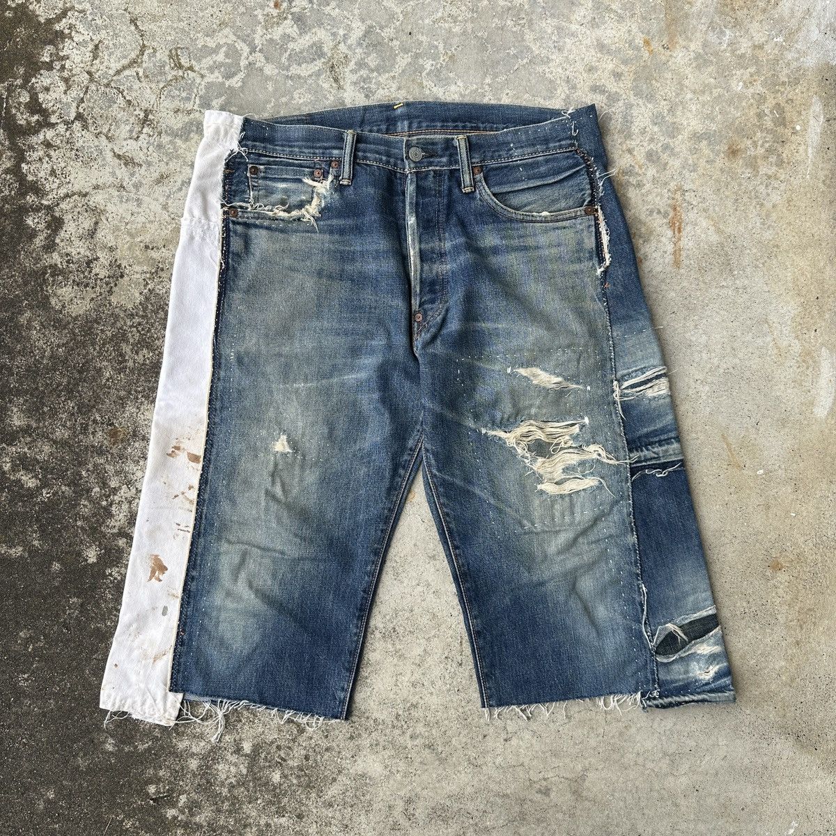 Evisu Thrashed No 2 selvedge Denim seagulls Daicock jort capris Size US 36 / EU 52 - 2 Thumbnail