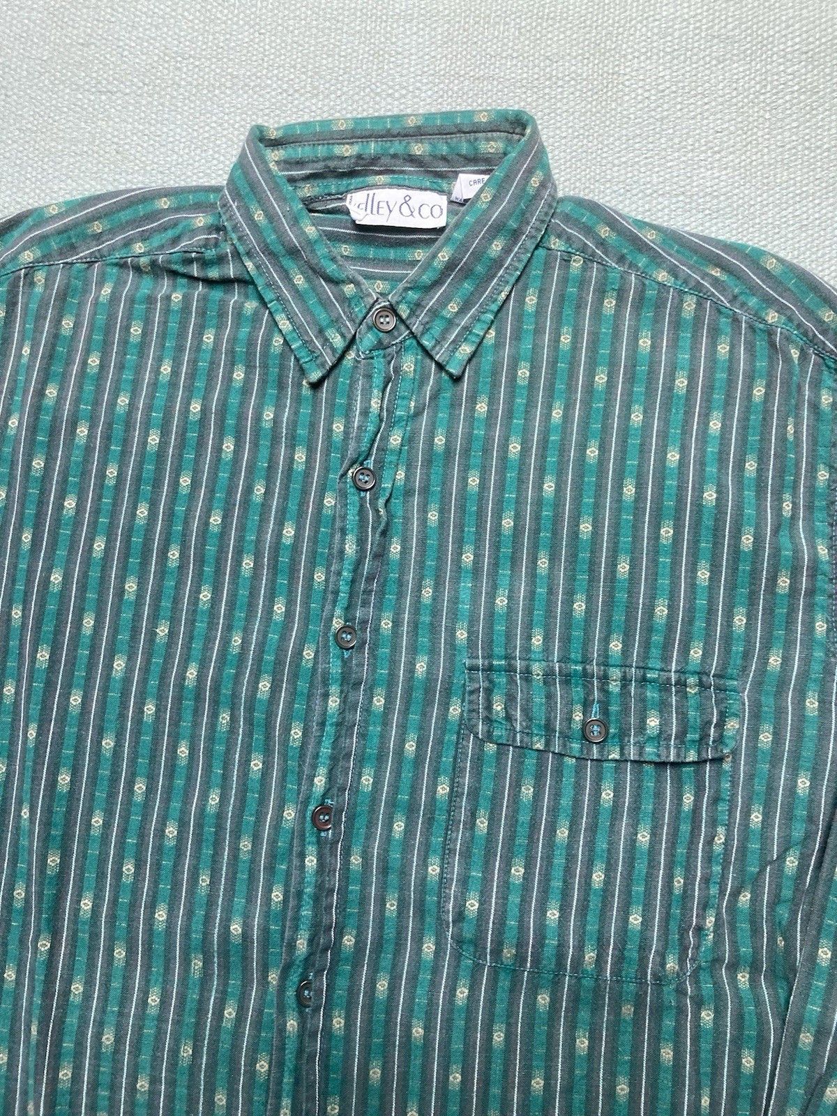 Vintage Vintage 80s button shirt aztec striped green men’s medium Size US M / EU 48-50 / 2 - 2 Thumbnail