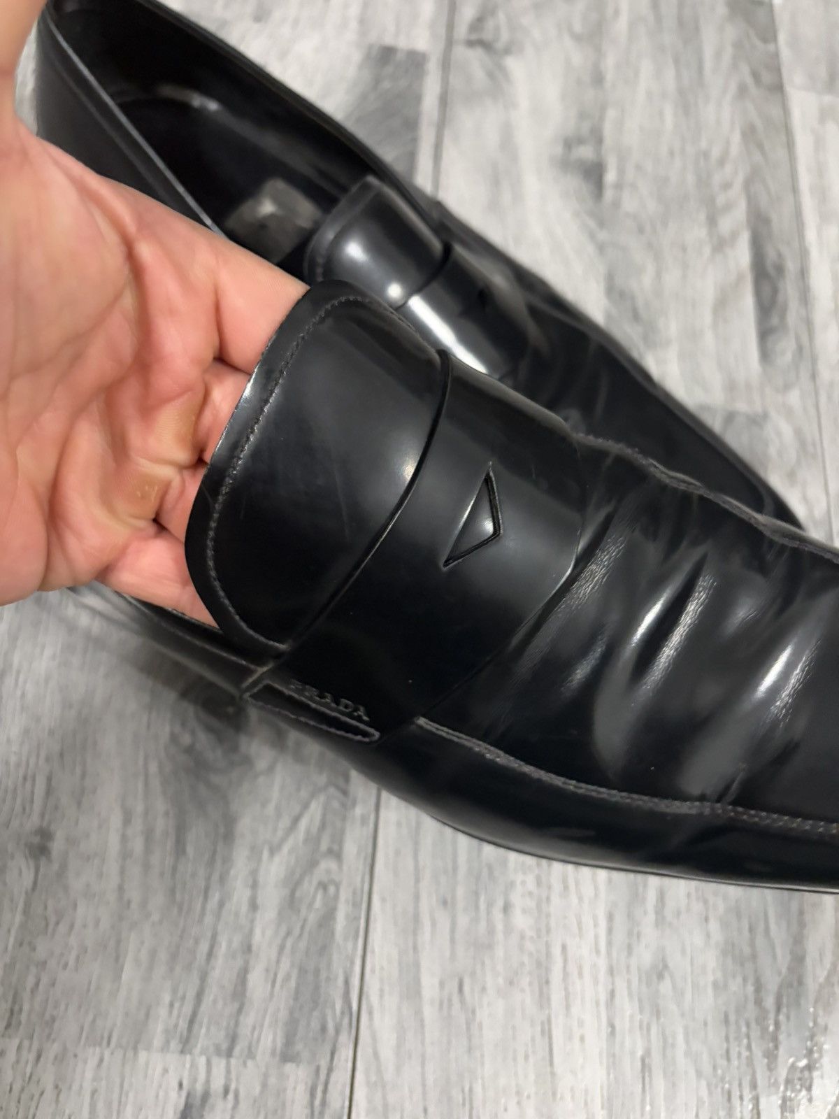 Prada Prada Black Leather Penny Loafers Size US 10.5 / EU 43-44 - 5 Thumbnail