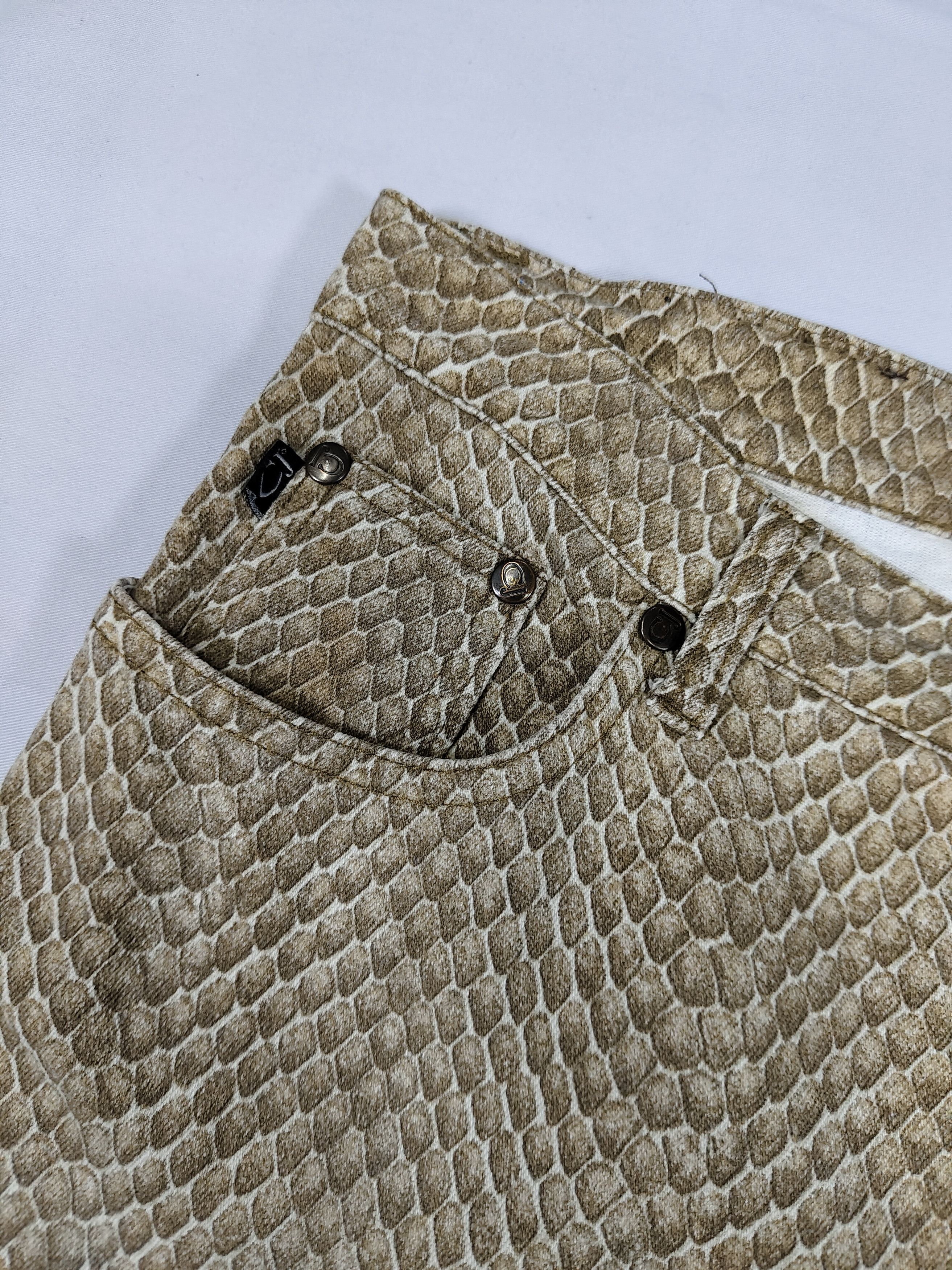 Roberto Cavalli 90s Cavalli Jeans- Python Skin Print Glam Rock Trousers Size 31" - 4 Thumbnail