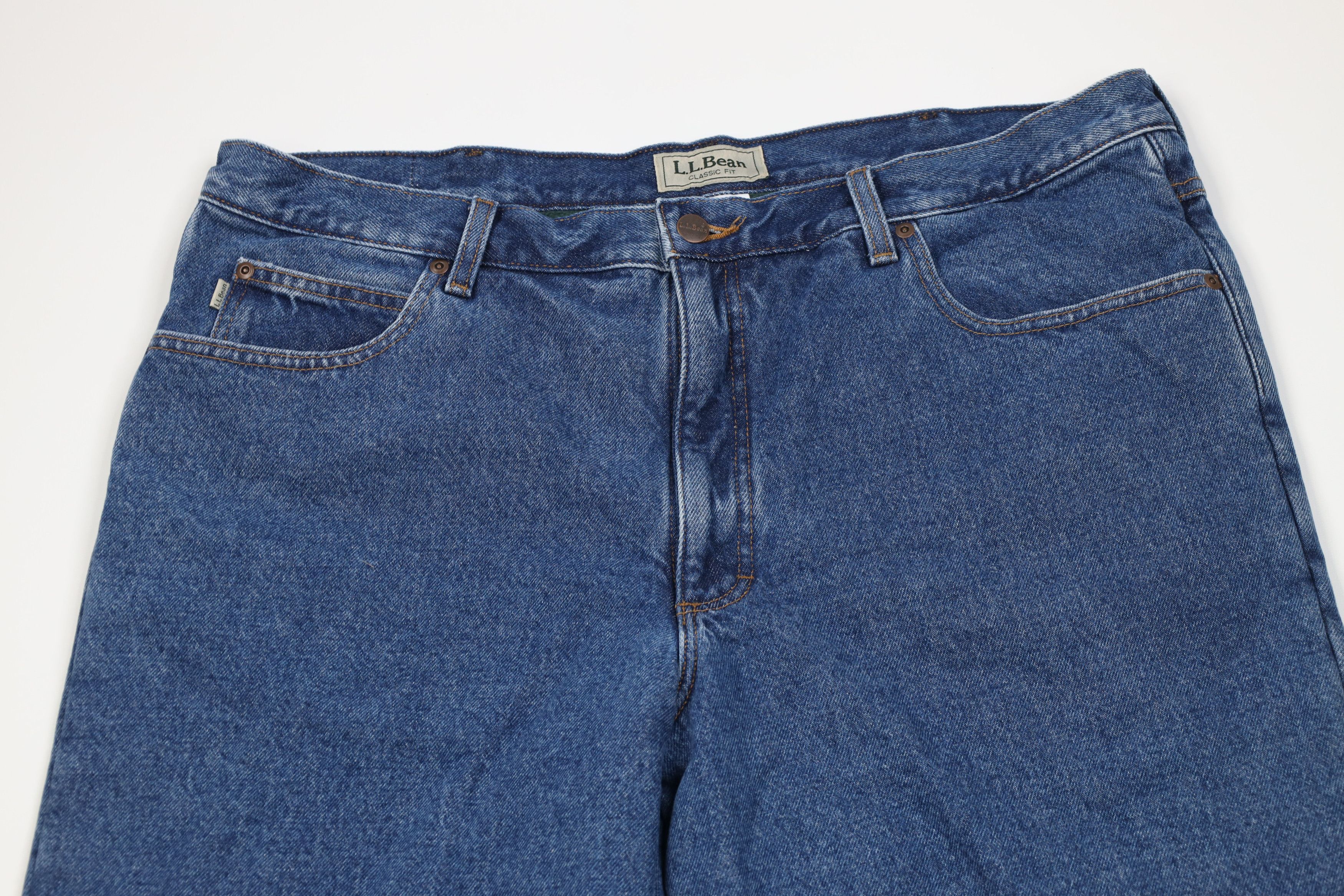 L.L. Bean Vintage LL Bean Fleece Lined Heavy Wide Leg Denim Jeans Blue Size US 40 / EU 56 - 3 Thumbnail