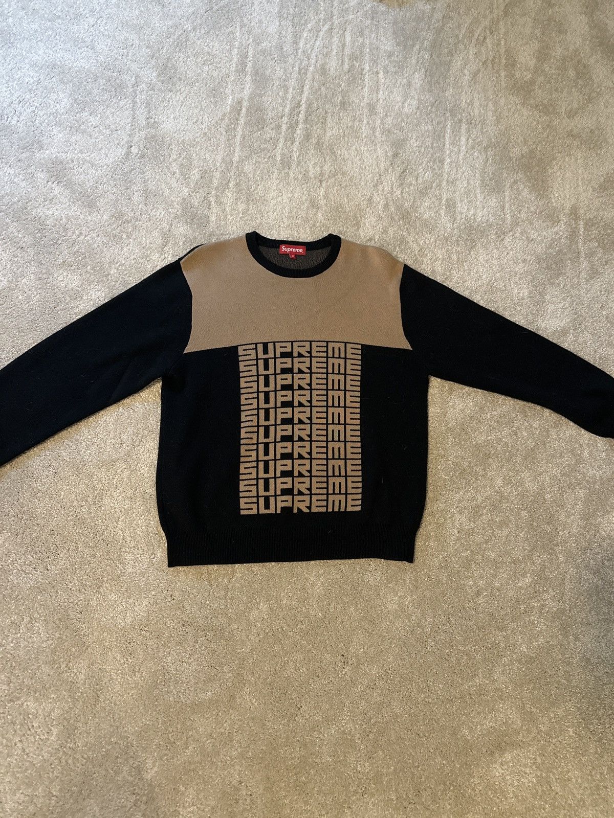 Supreme Supreme Logo Repeat Black Sweater Size US M / EU 48-50 / 2 - 1 Thumbnail