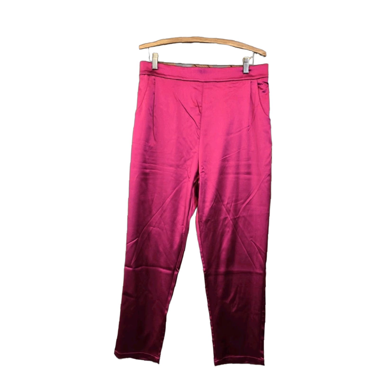Pinko NWT Women’s Silky Satin Dressy Casual Elastic Waist Pants - Pink - 2XL - Unbranded - Polyester Spandex - Satin - Solid - Pull On - Size 2XL - Women Size 40" / US 18 - 1 Thumbnail