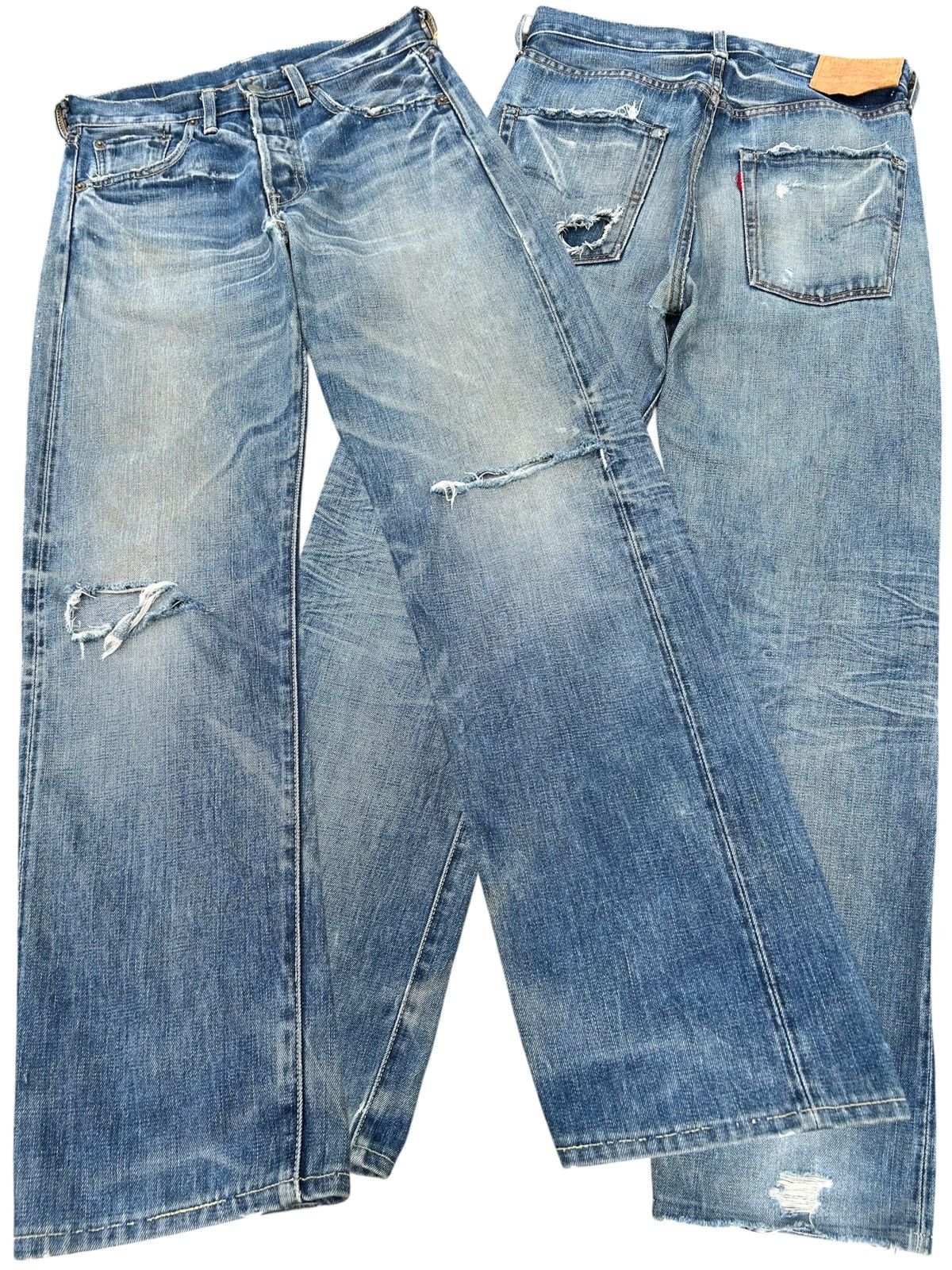 Kapital VINTAGE LEVIS BIG E SELVEDGE THRASHED DENIM JEANS Size US 29 - 1 Thumbnail