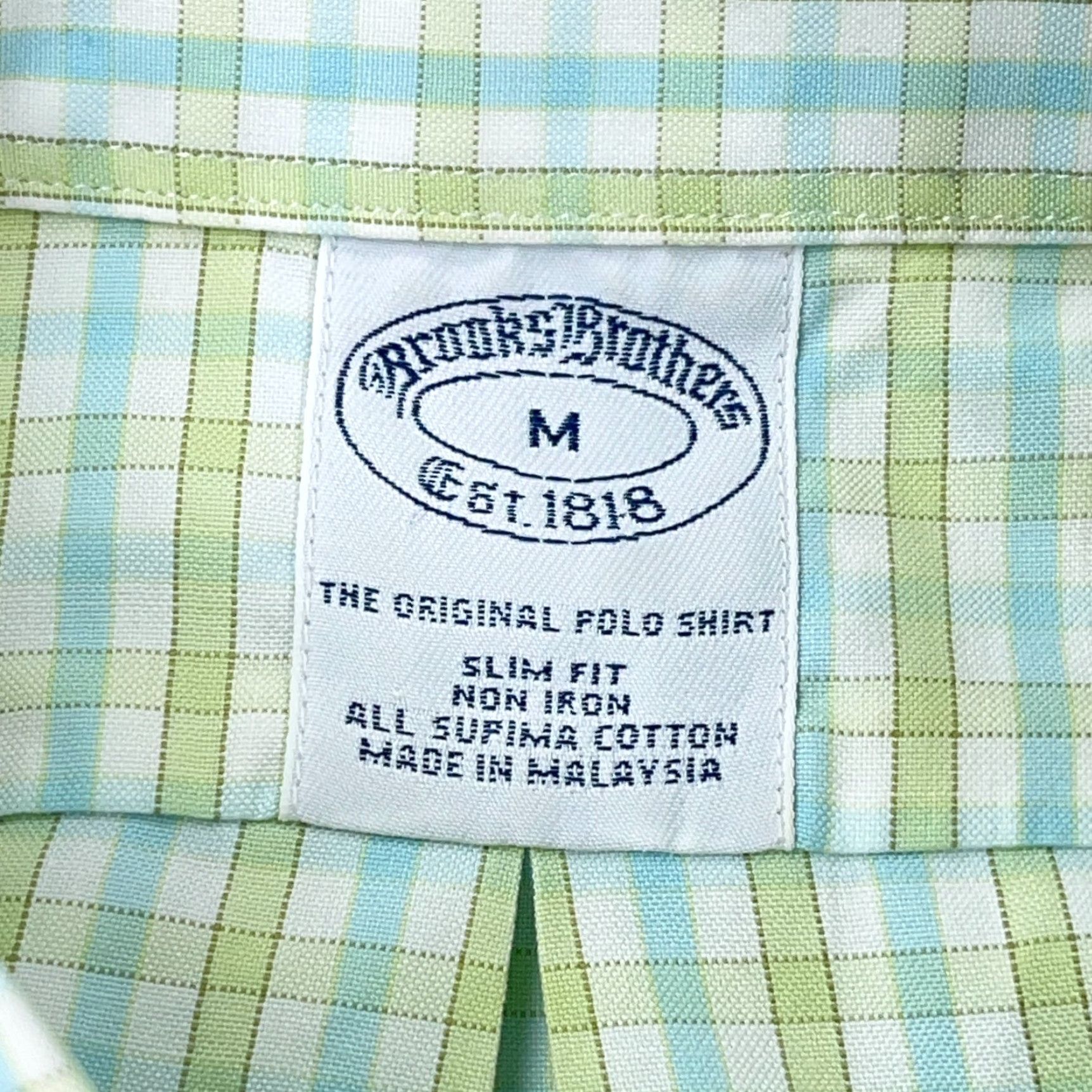 Brooks Brothers Brooks Brothers Men's Slim Fit Green Plaid Button-Up Shirt Medium Casual Dress Size 40R - 6 Thumbnail