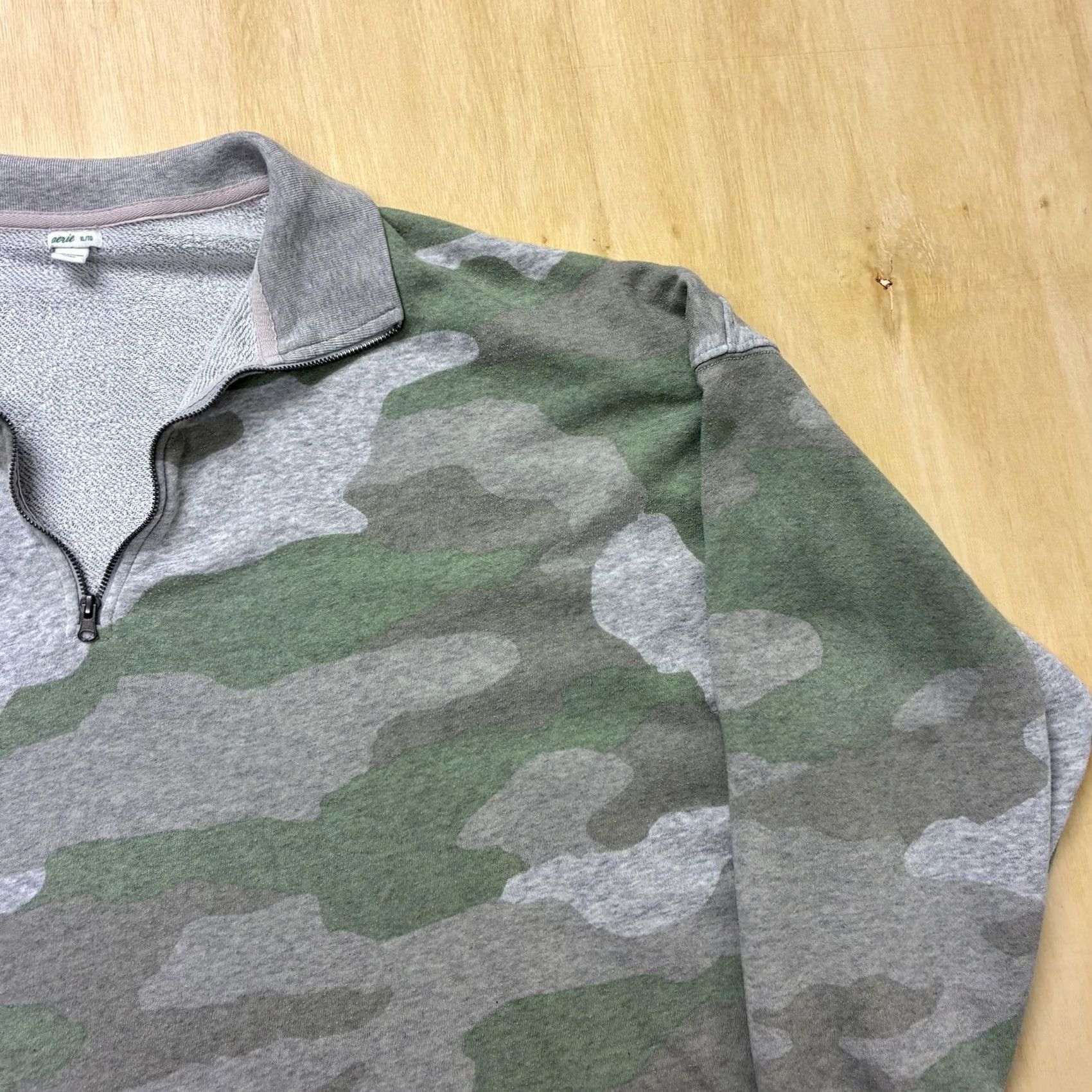 Vintage Aerie Sweatshirt Womens XL Green Camouflage 1/4 Zip Pullover Terry Long Sleeve Size XL / US 12-14 / IT 48-50 - 3 Thumbnail