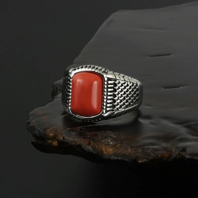 Vintage Hip-Hop Red Stone Ring Size ONE SIZE - 3 Thumbnail