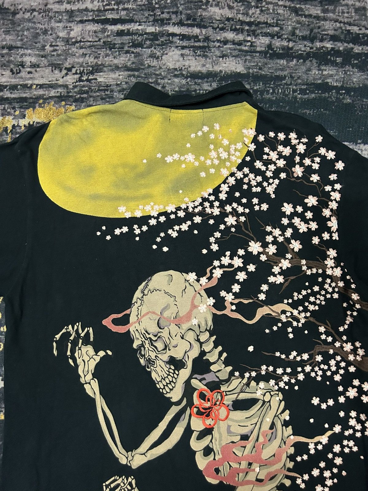 Karakuri Tamashii Japanese Oriental Brand Skull Sakura embroidered Sukajan Size US XXL / EU 58 / 5 - 8 Thumbnail
