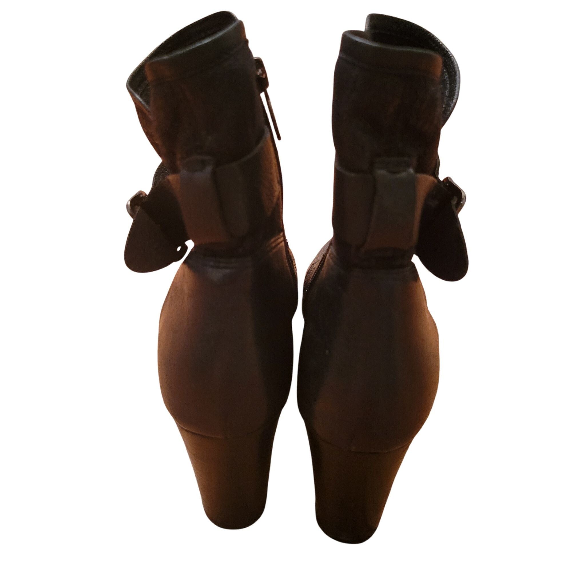 Geox Geox Respira Black Leather Heeled Ankle Boots 38 Chunky 8 Si Size US 8 / IT 38 - 3 Thumbnail