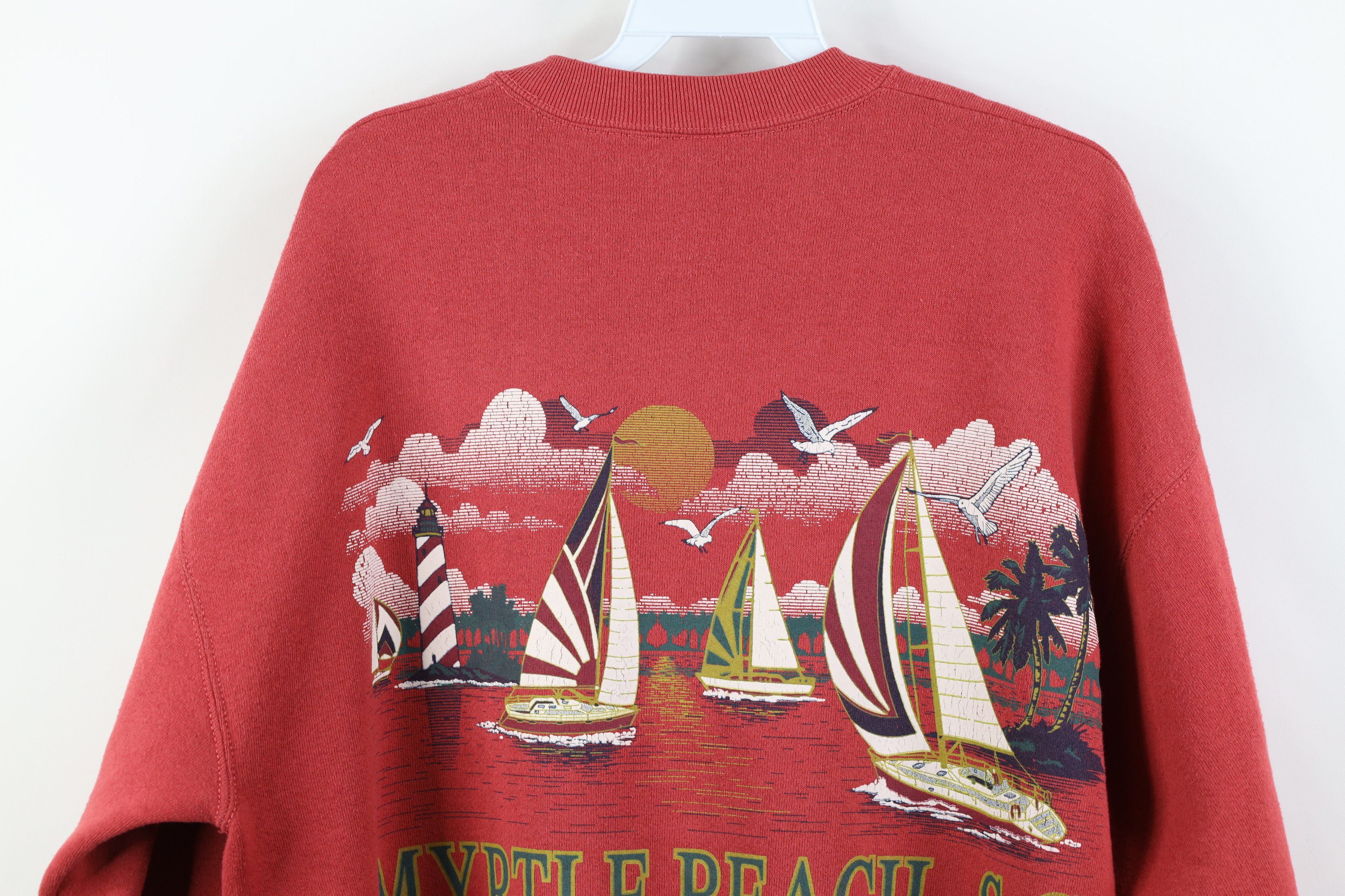 Vintage Vintage 90s Myrtle Beach Sailboat Sailing Print Sweatshirt Size XL / US 12-14 / IT 48-50 - 10 Thumbnail
