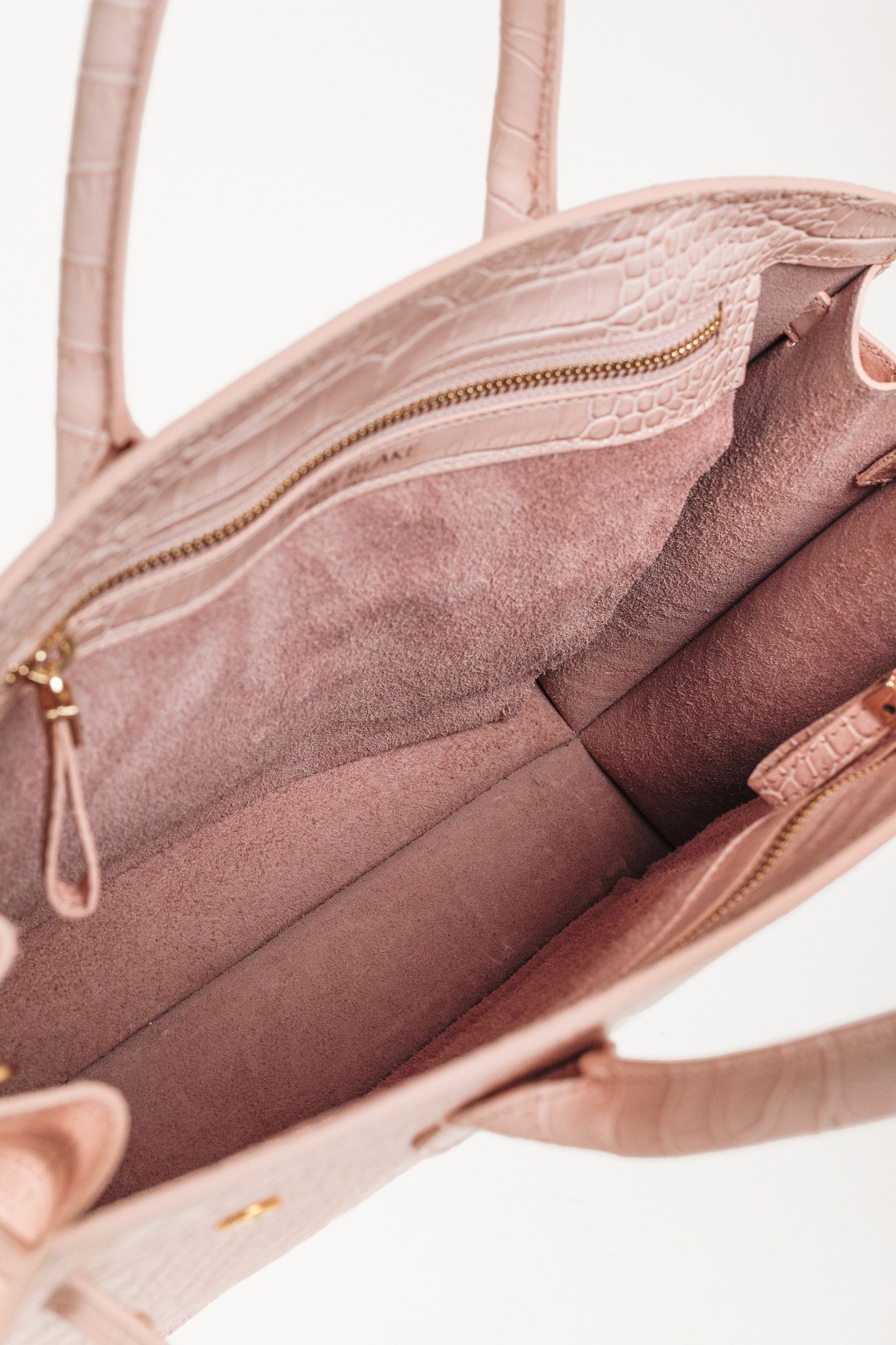 Designer Teddy Blake Kate Croco 12" Nude Pink Leather Tote Size ONE SIZE - 10 Thumbnail