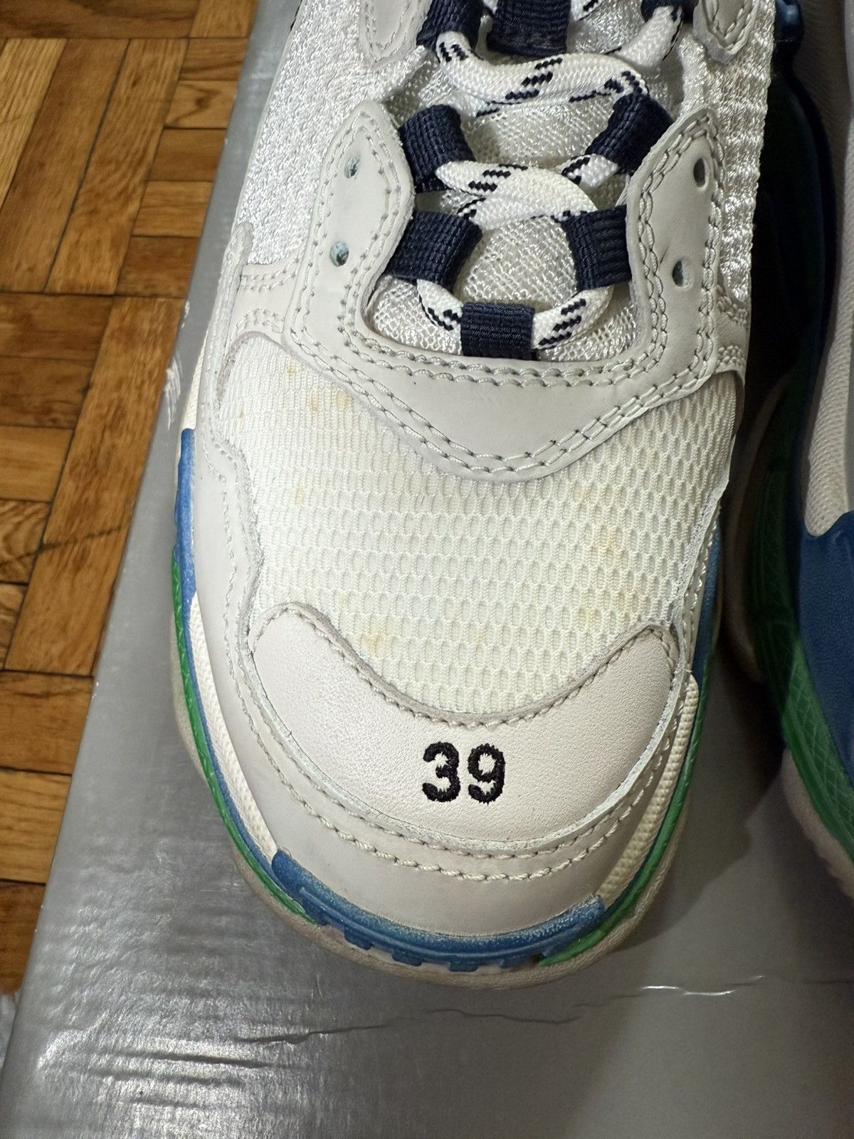 Balenciaga Balenciaga Triple S Sneaker - White / Blue / Green Size US 6 / EU 39 - 10 Thumbnail