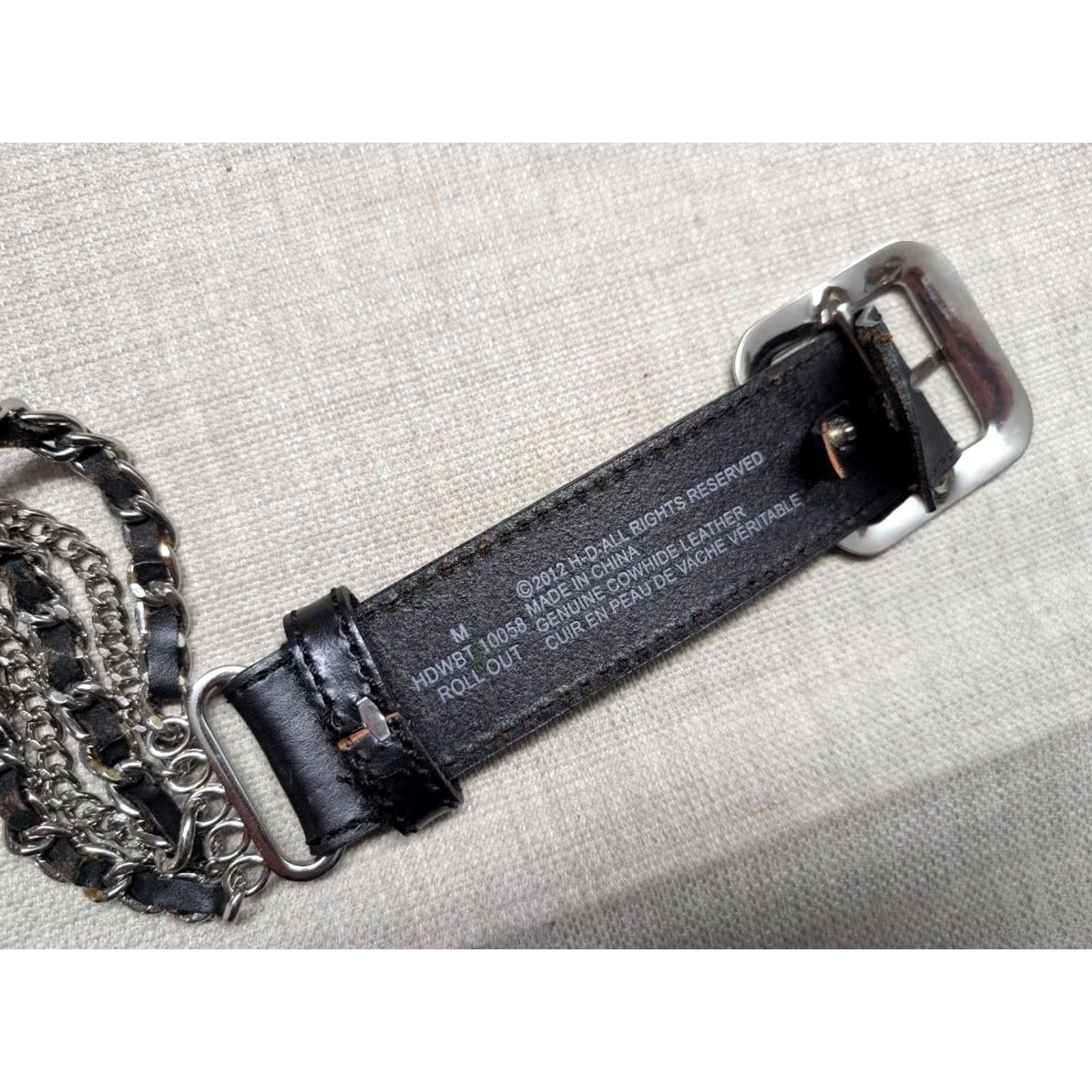Harley Davidson Harley-Davidson belt 34 black leather chain-link buckle belt Western Punk Y2K Mens Size 34 - 5 Thumbnail