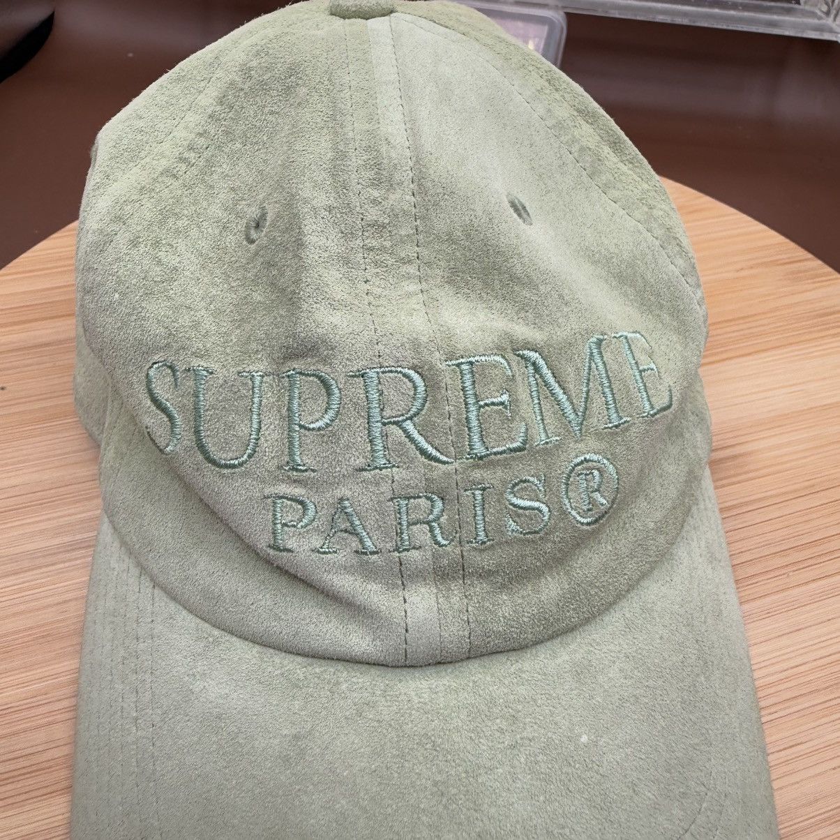 Supreme Supreme NY Mint Green Suede PARIS Tonal Logo 6 Panel Cap Hat Size ONE SIZE - 5 Thumbnail