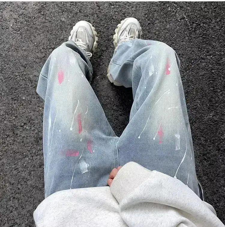 Japanese Brand Retro Speckled Ink Straight leg Jeans Size US 30 / EU 46 - 3 Thumbnail