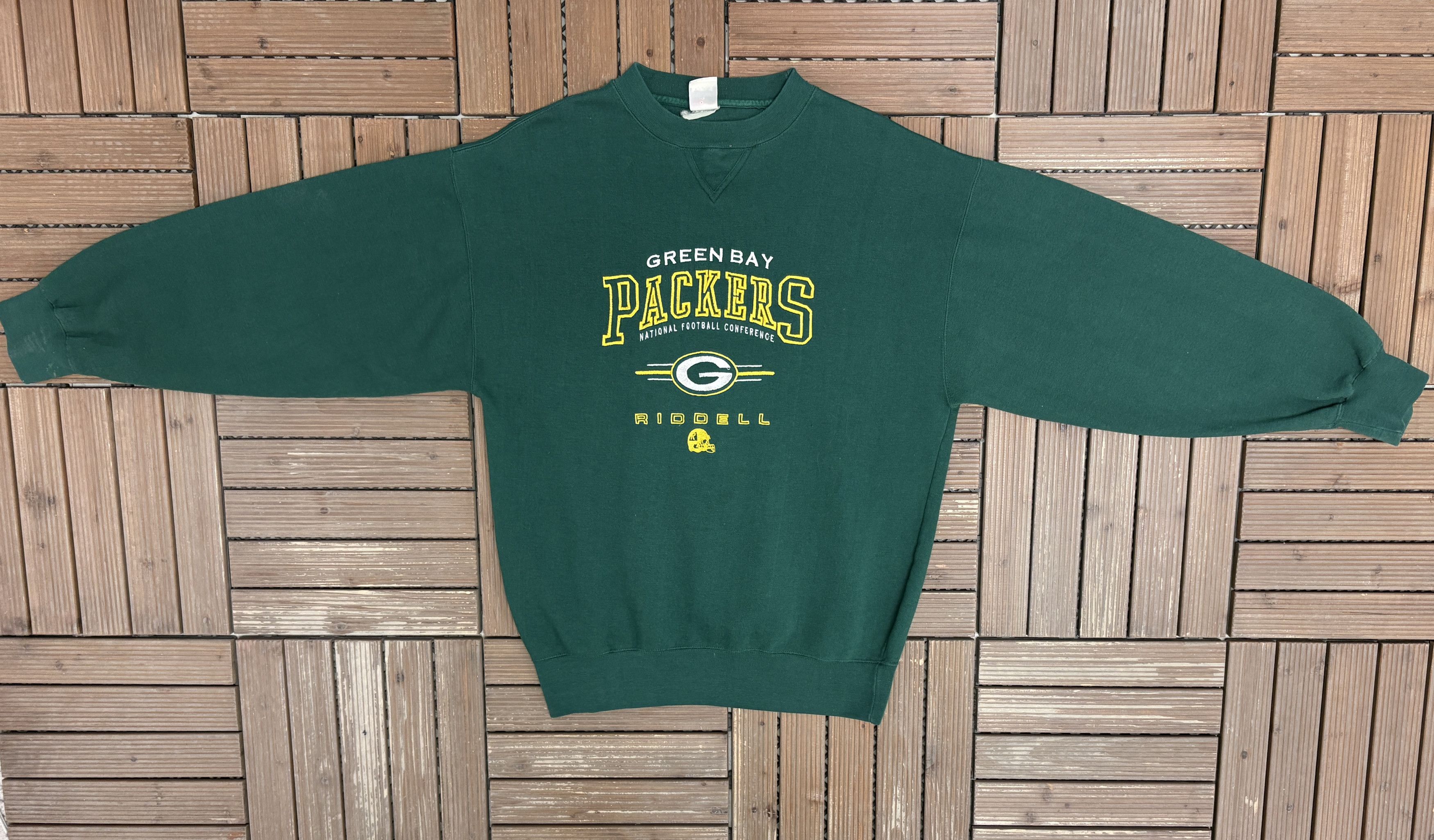Riddell Green Bay Packers Riddell Vintage Green Crewneck Sweater Size US XL / EU 56 / 4 - 4 Thumbnail