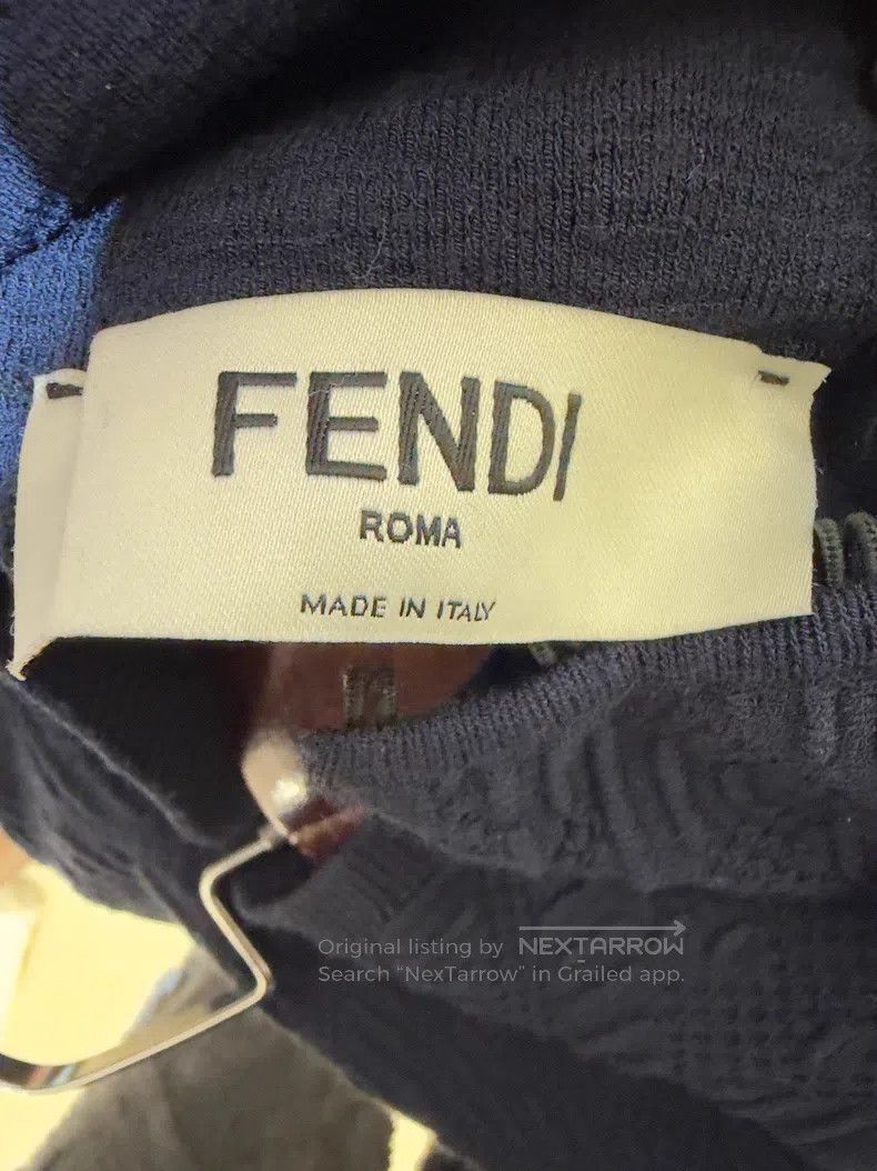 Fendi Fendi Dark Pattern Printed Monogram Navy Blue Knit Dress Size XS / US 0-2 / IT 36-38 - 5 Thumbnail