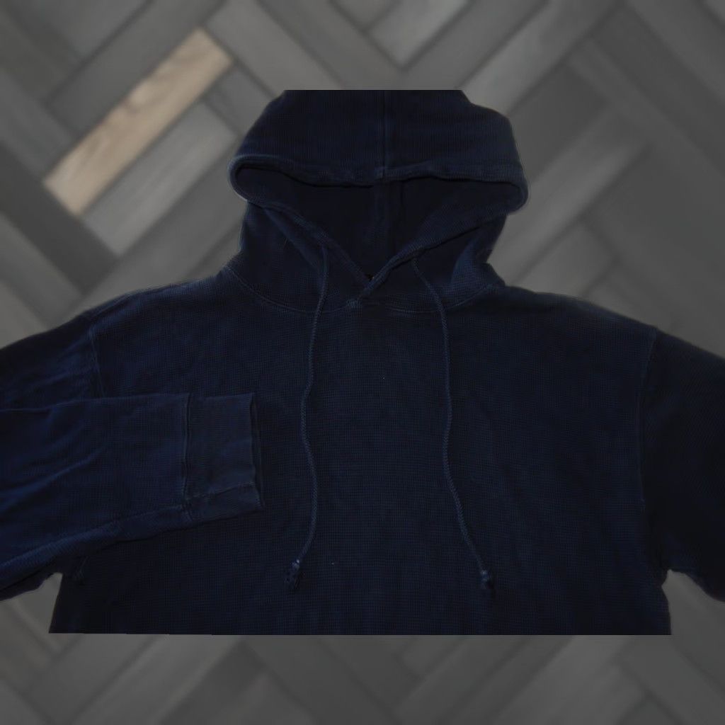 Vintage John Galt Men's Blue Pullover Hooded Thermal Sweater Large Cotton Size US L / EU 52-54 / 3 - 1 Thumbnail