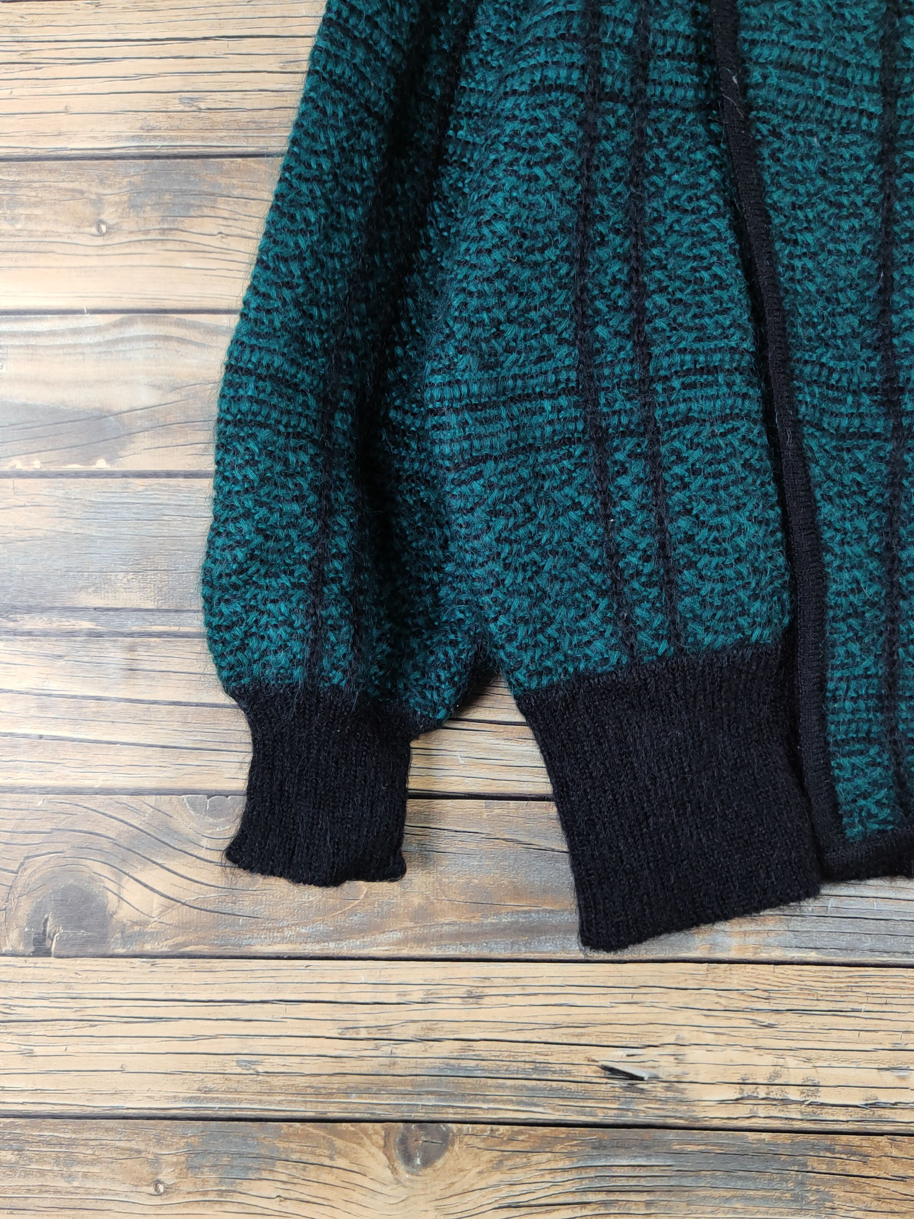 Homespun Knitwear Piare Black Green Knitwear Cardigan #W1941 Size M / US 6-8 / IT 42-44 - 4 Thumbnail