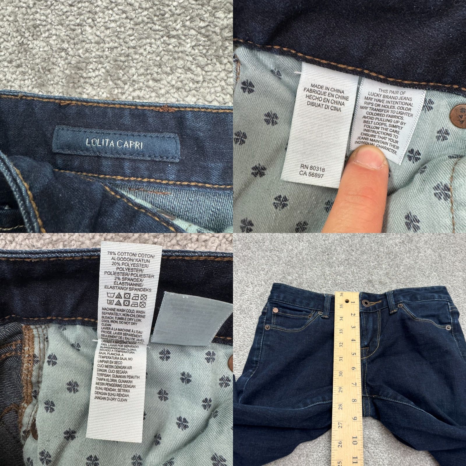 Lucky Brand Lucky Brand Jeans Capri Blue Den​im Mid Rise 27x27 Womens 00/34 - Dark Wash, 5-Pocket, Cotton Blend, Regular Fit Ladies Jeans Size 24" / US 00 / IT 34 - 8 Thumbnail