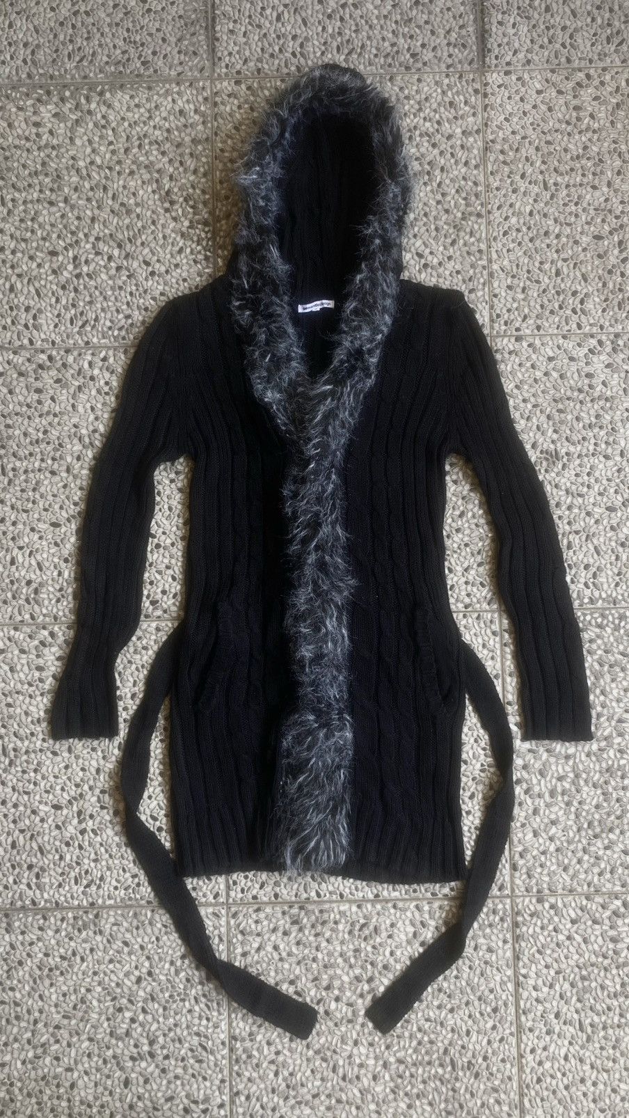 If Six Was Nine Gothic Semantic Design Faux Fur Trim Knit Hooded Cardigan Size US M / EU 48-50 / 2 - 1 Thumbnail