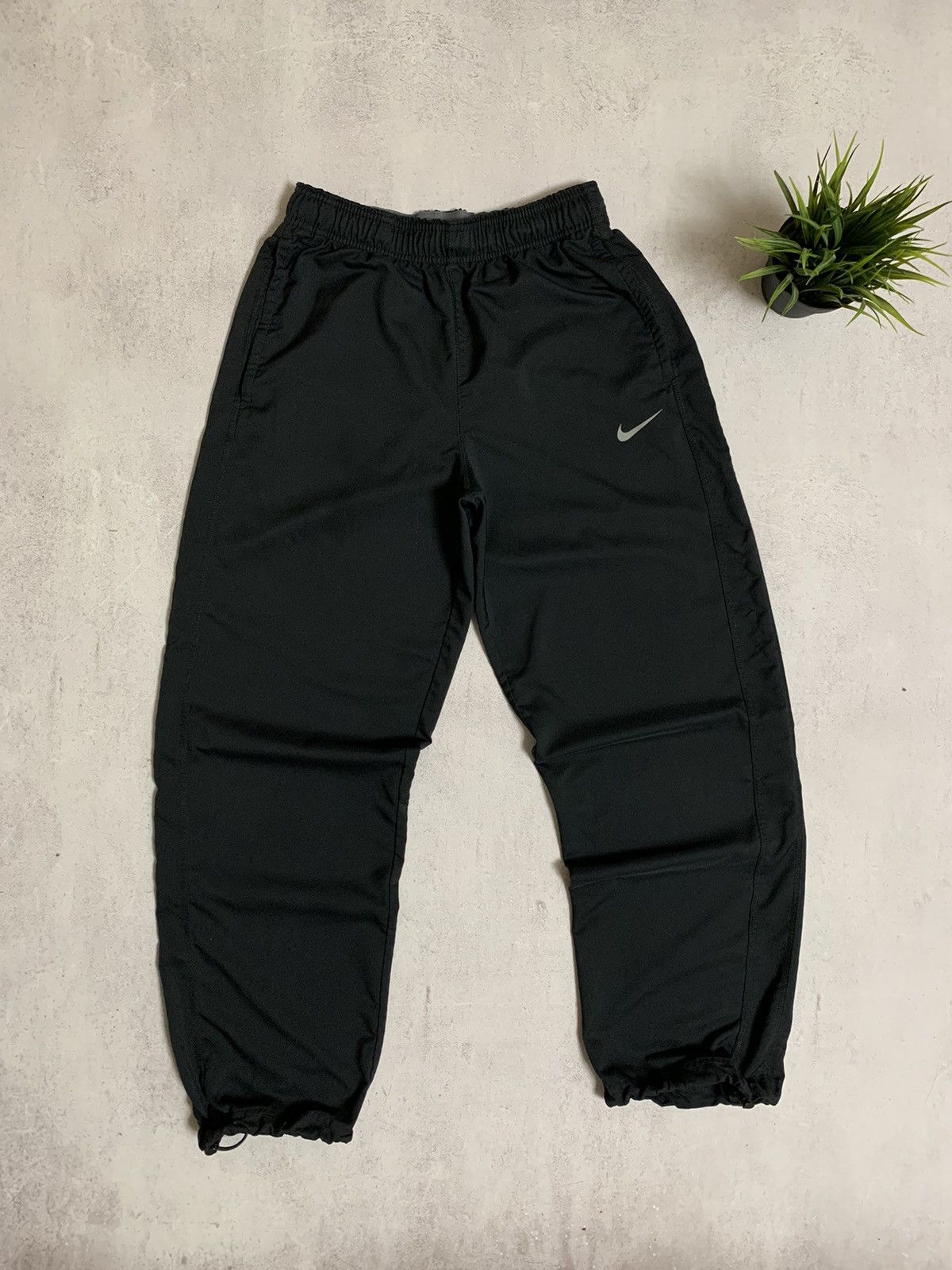 Pre-owned Nike X Vintage Nike Track Pants Nylon Baggy Y2k 90's In Black