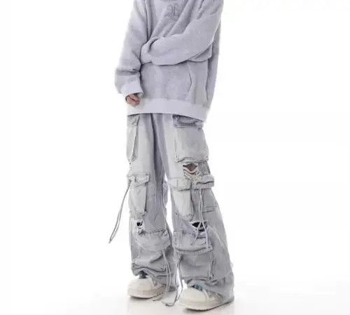 Japanese Brand × Jean Street hip hop grunge ripped wide leg jeans Size US 32 / EU 48 - 4 Thumbnail