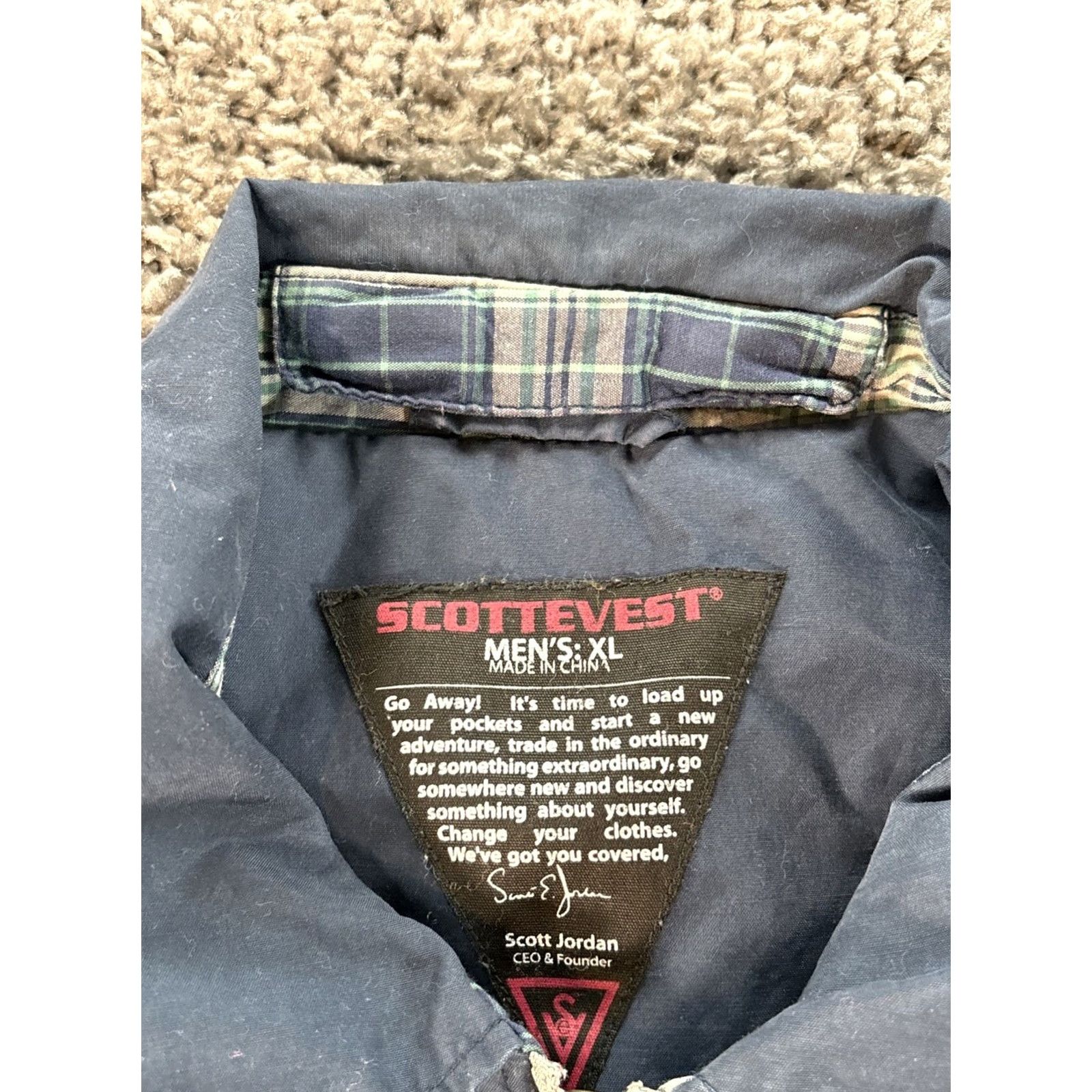 Vintage SCOTTeVEST Windbreaker Jacket Men XL Navy Blue Pockets Travel Gear Size US XL / EU 56 / 4 - 4 Thumbnail