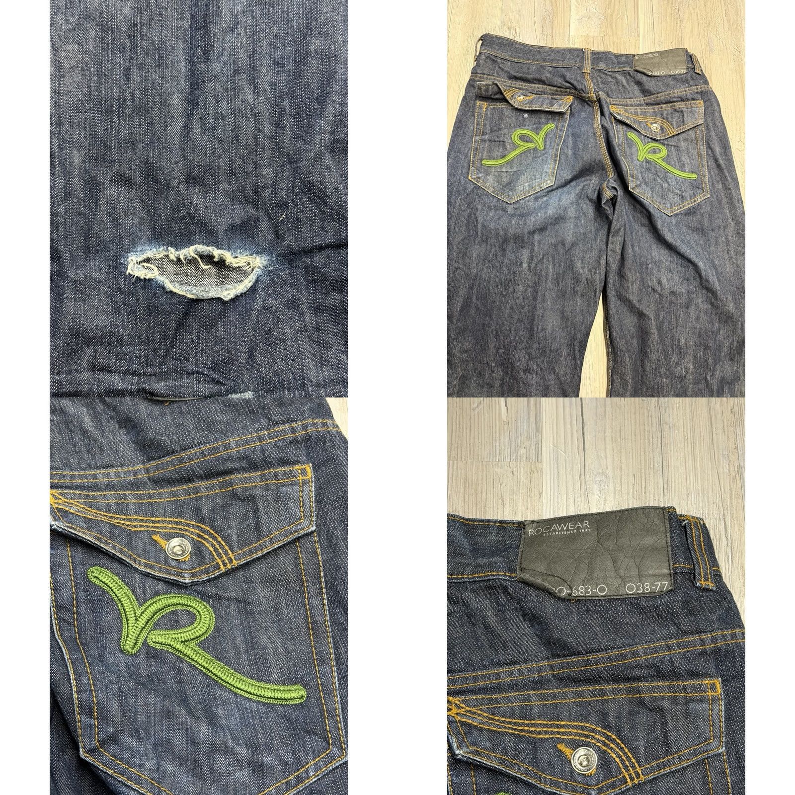Rocawear Rocawear Baggy Jeans Hip Hop Lime Green Embroidered Logo 2000s Denim 36x34 Mens Vintage Straight Button Zip Mid Rise 36 Size US 36 / EU 52 - 8 Thumbnail
