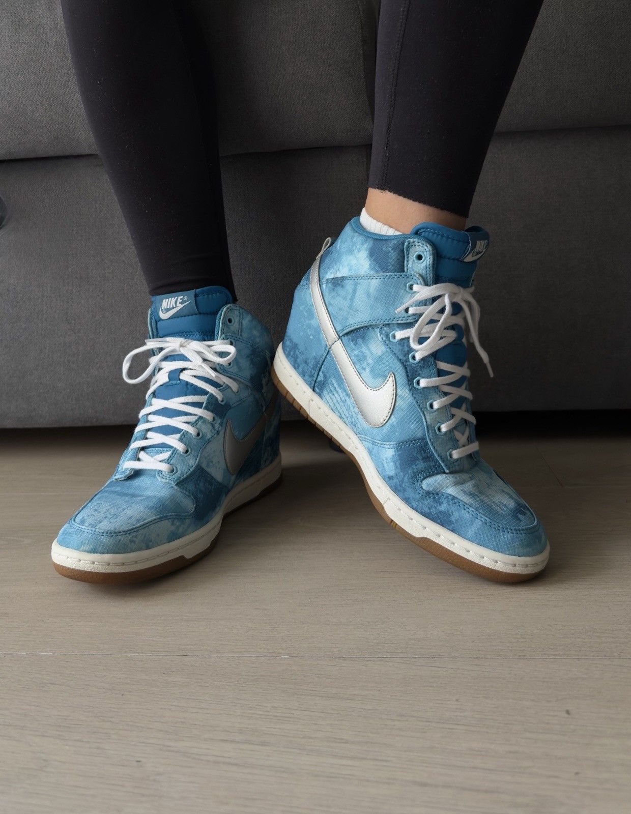 Nike vintage Nike Dunk Sky Print High Blue Water Print Sneaker Size US 7.5 / IT 37.5 - 3 Thumbnail
