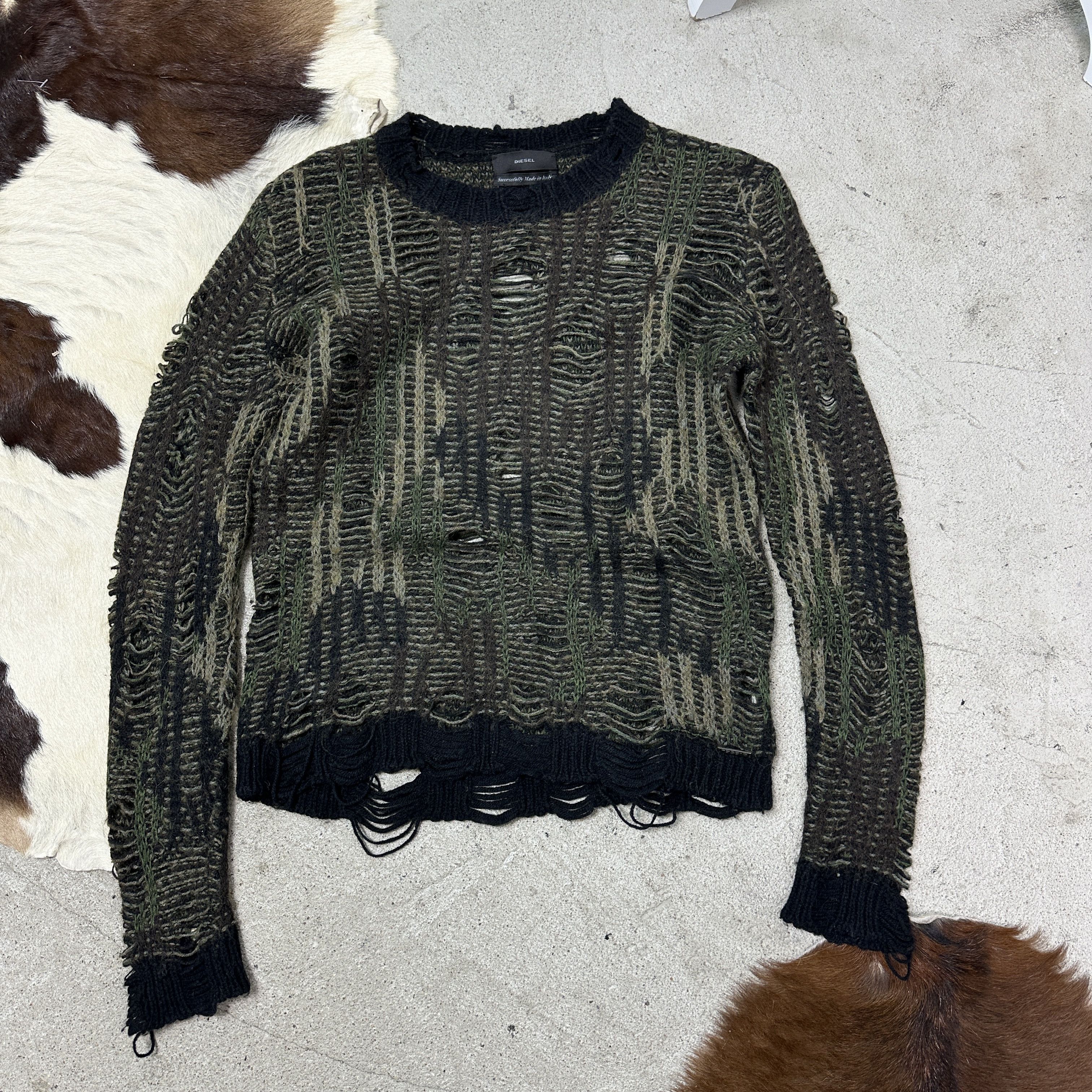 Diesel Vintage Avant Garde Grunge Diesel Distresses Sweater 00s Size S / US 4 / IT 40 - 2 Thumbnail