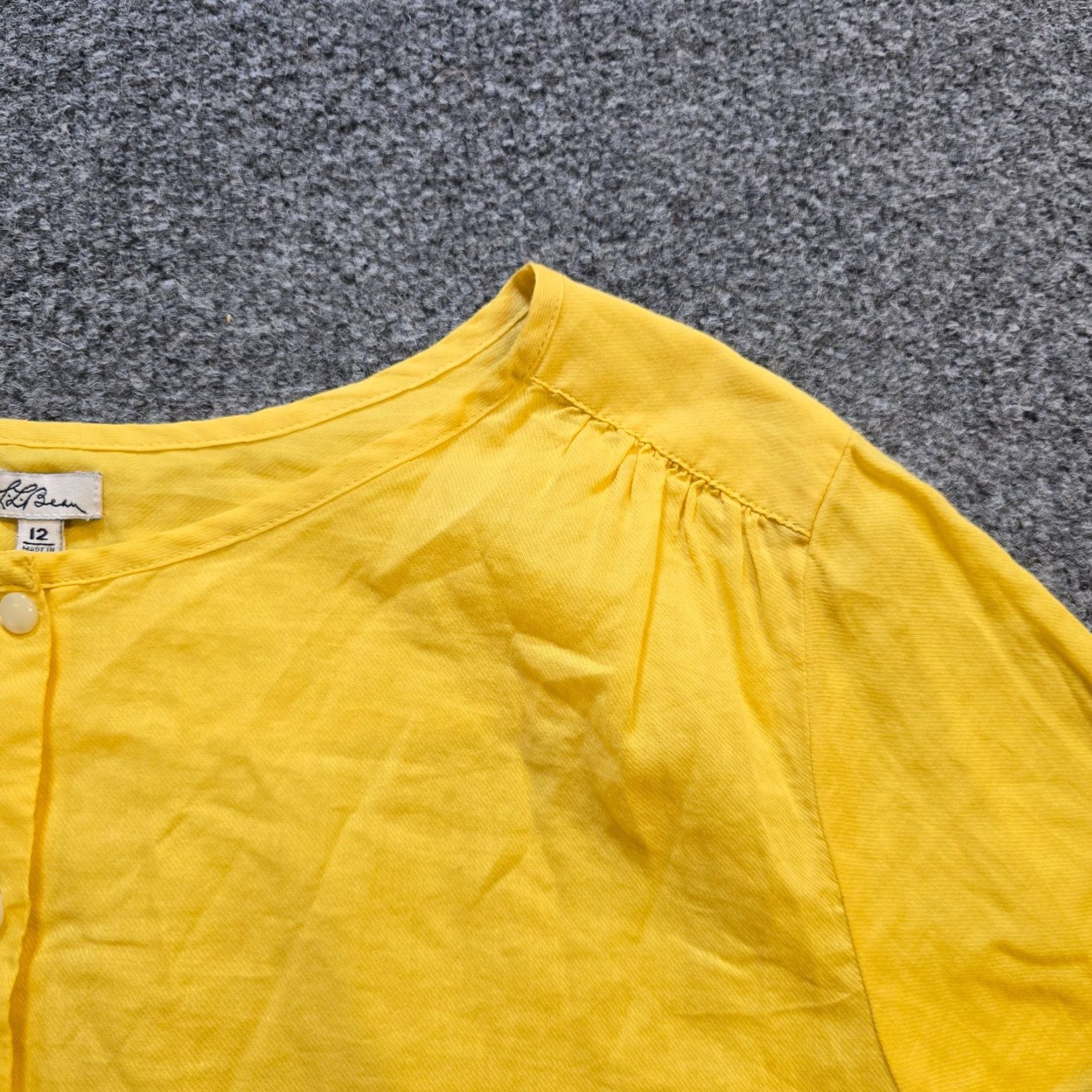 Vintage LL Bean Top Womens Size 12 Yellow Lightweight Popover 3/4 Sleeve Capsule Blouse Women Regular 12 Tunic Classic Casual Travel Size XL / US 12-14 / IT 48-50 - 4 Thumbnail