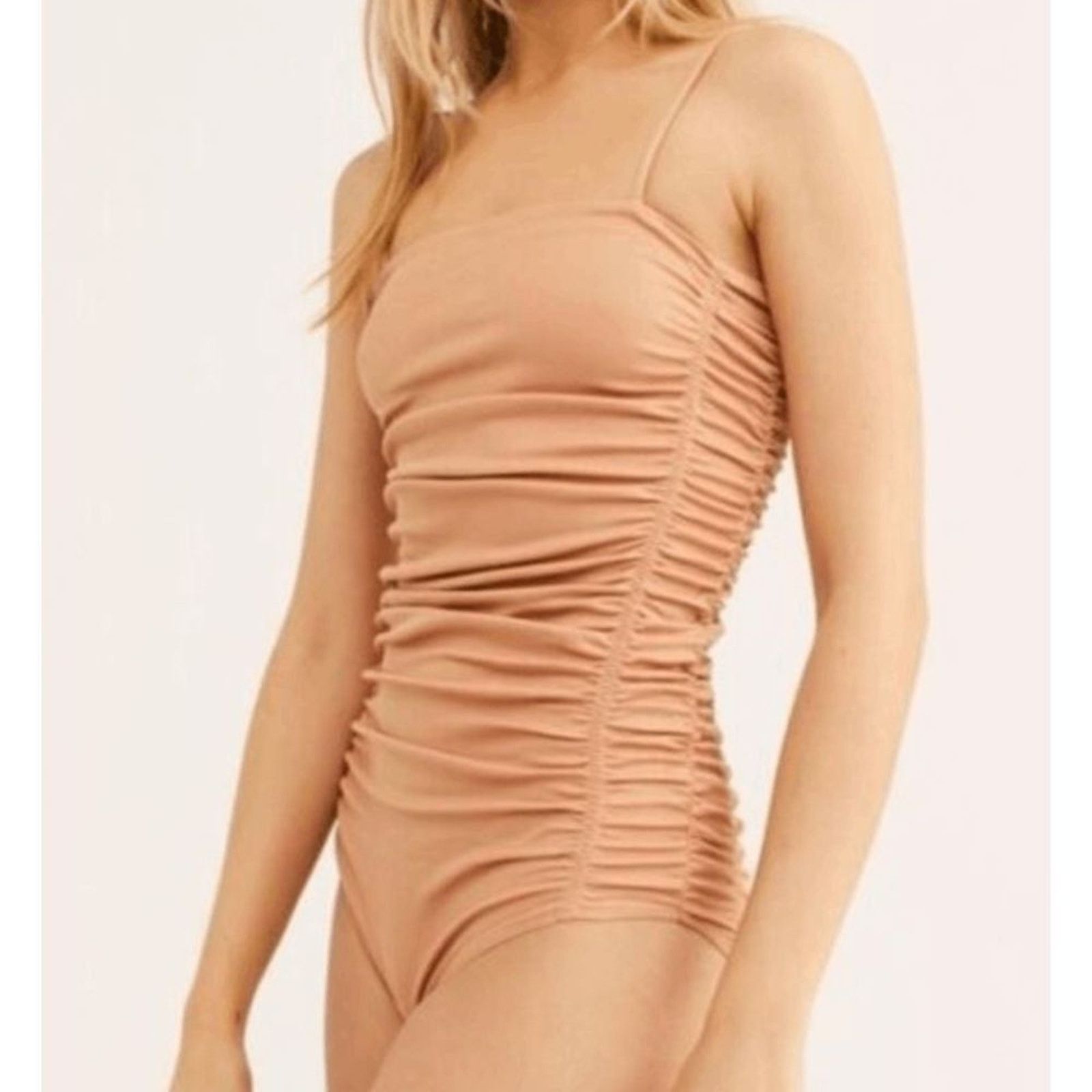 Free People Free People NWT On Your Side Bodysuit Ruched Tan, Size Small Size S / US 4 / IT 40 - 2 Thumbnail