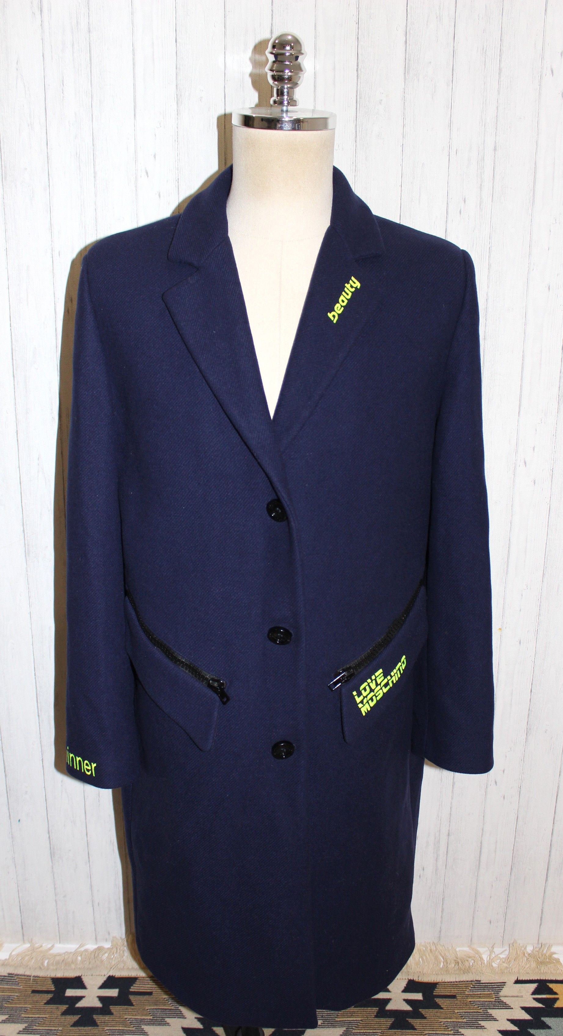 Love Moschino Love Moschino Blue Wool Coat Size UK 12 US 8 Size M / US 6-8 / IT 42-44 - 3 Thumbnail