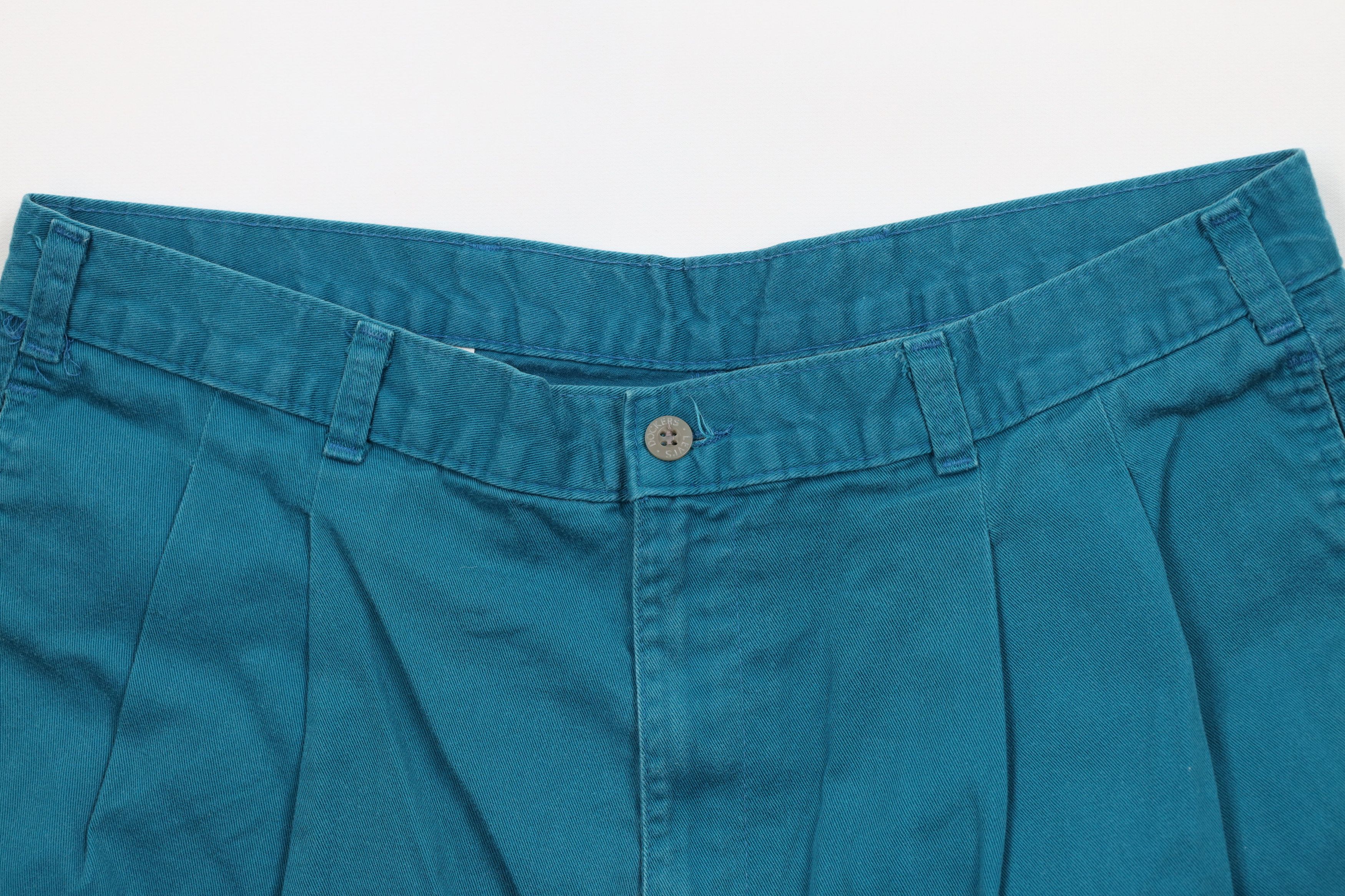 Vintage Vintage 90s Streetwear Above Knee Cotton Chino Shorts Teal Size US 34 / EU 50 - 2 Thumbnail
