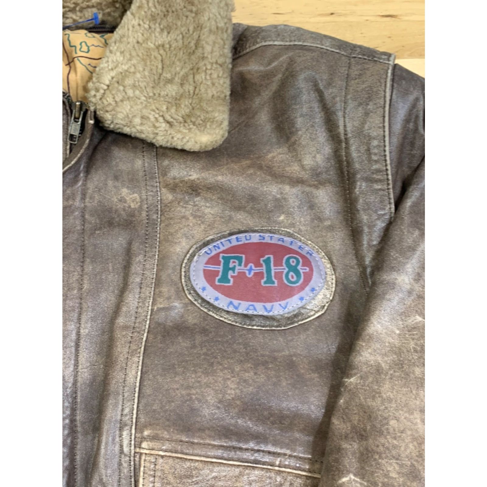Vintage Giorgio Enrico Flight Jacket Mens 50 Brown F-18 Navy Full Zip Leather Bomber Jacket Winter Fall Casual Mens Brown 50 Navy Logo Full Zip Italy Size US M / EU 48-50 / 2 - 6 Thumbnail