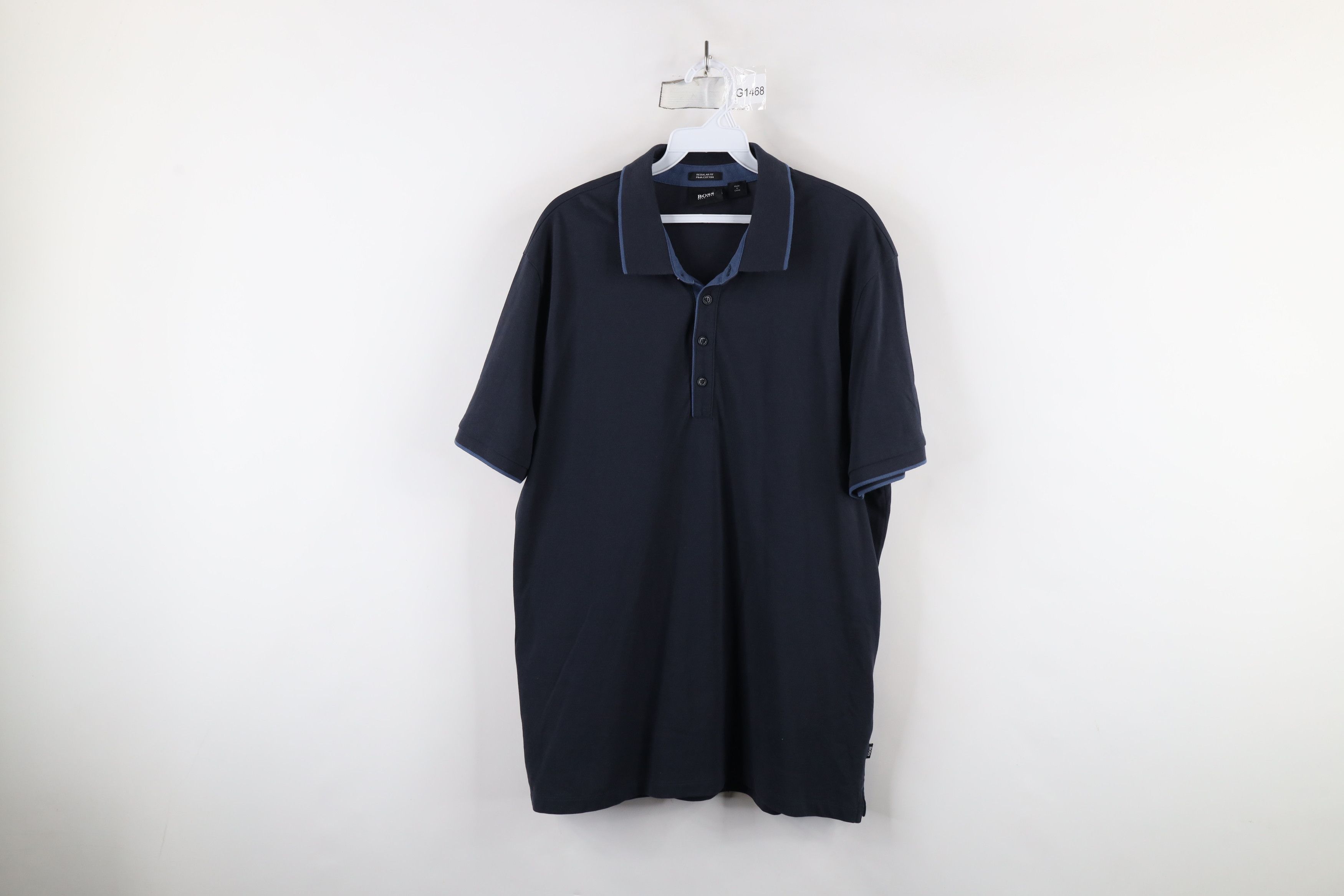 Hugo Boss × Vintage Hugo Boss Regular Fit Pima Cotton Collared Polo Shirt Blue Size US XXL / EU 58 / 5 - 1 Thumbnail