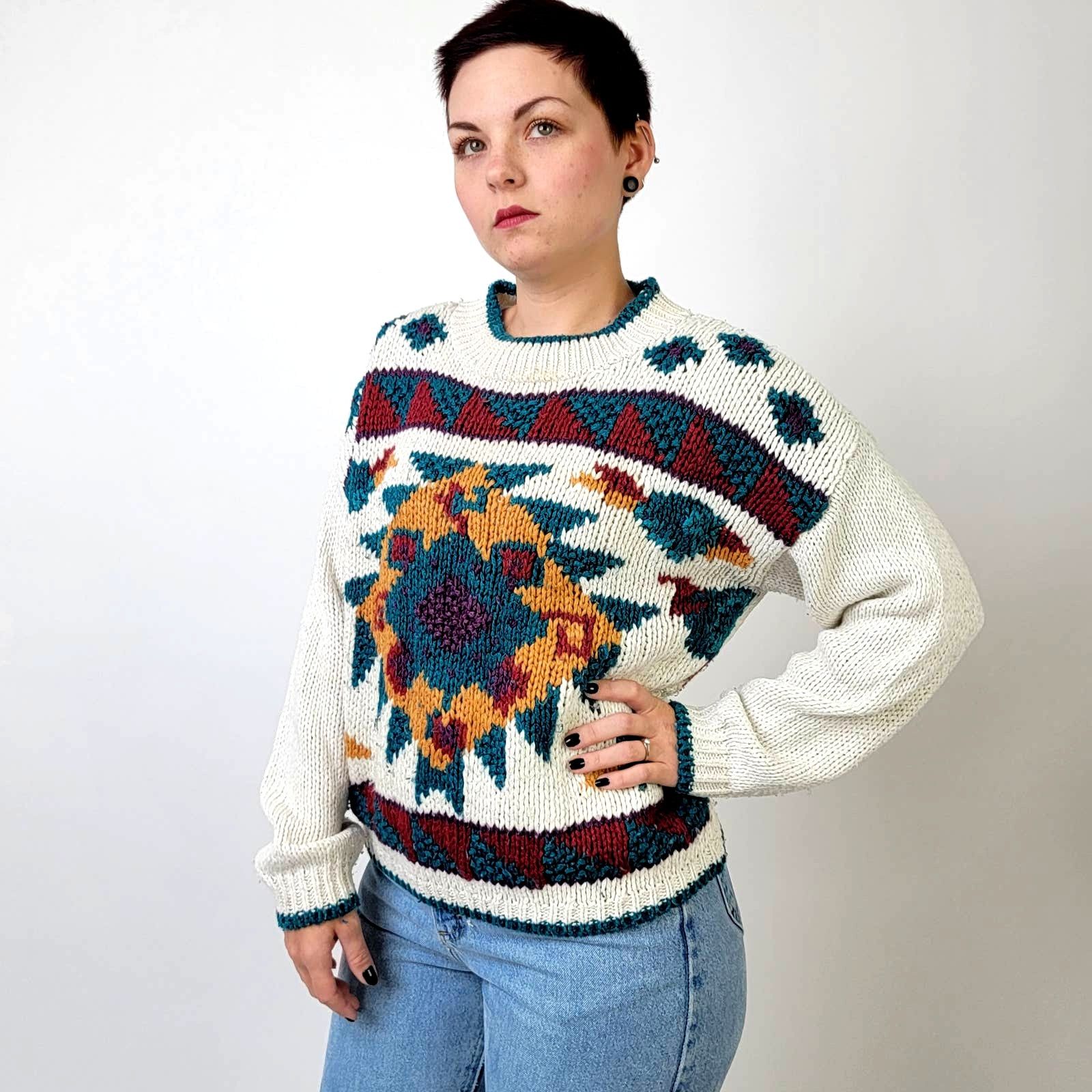 Vintage Vintage 1993 Crew Neck Chunky Knit Oversized Sweater - L Size L / US 10 / IT 46 - 5 Thumbnail