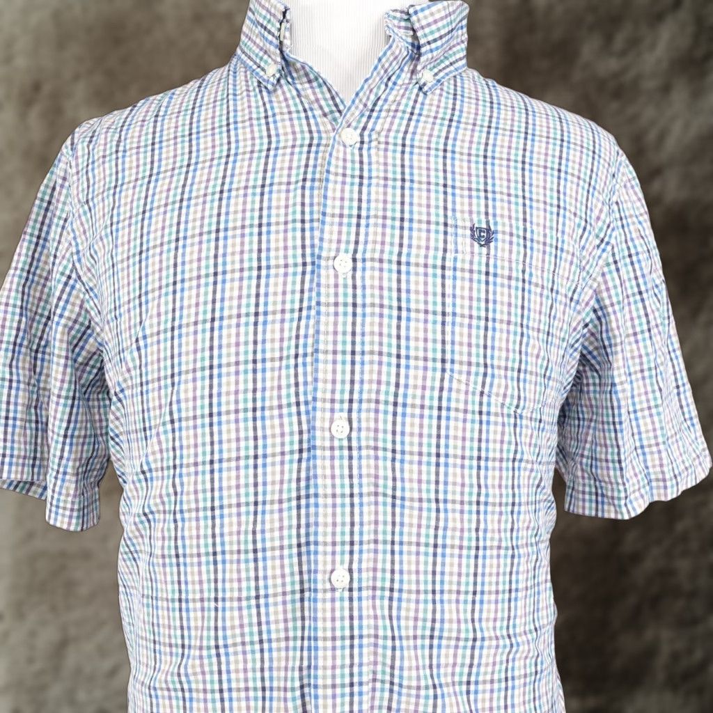 Chaps Chaps Shirt Mens Large Plaid Short Sleeve Button-Down Easy Care - Blue Size US L / EU 52-54 / 3 - 1 Thumbnail