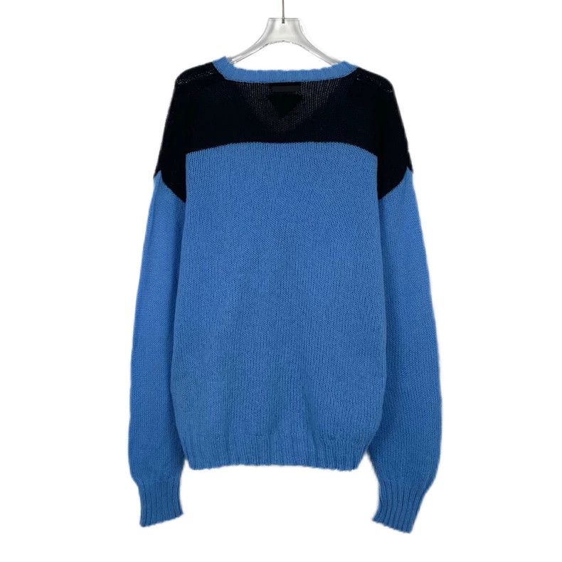 Prada PradaBlue logo letter embroidered sheep wool V-neck long-sl Size US M / EU 48-50 / 2 - 2 Thumbnail