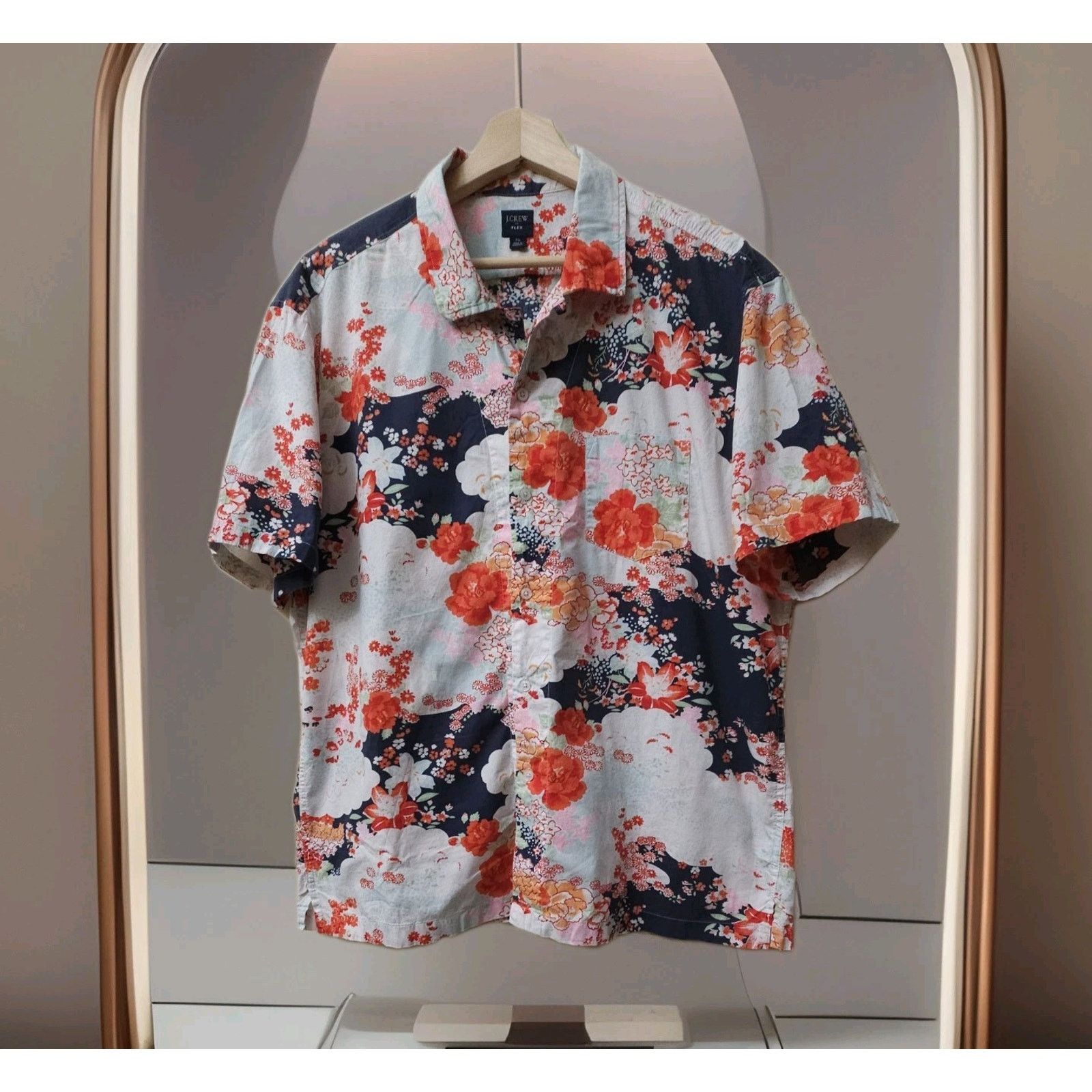 J.Crew J.CREW Flex Washed Slim Floral Hawaiian Button Down Shirt Size US XL / EU 56 / 4 - 1 Thumbnail