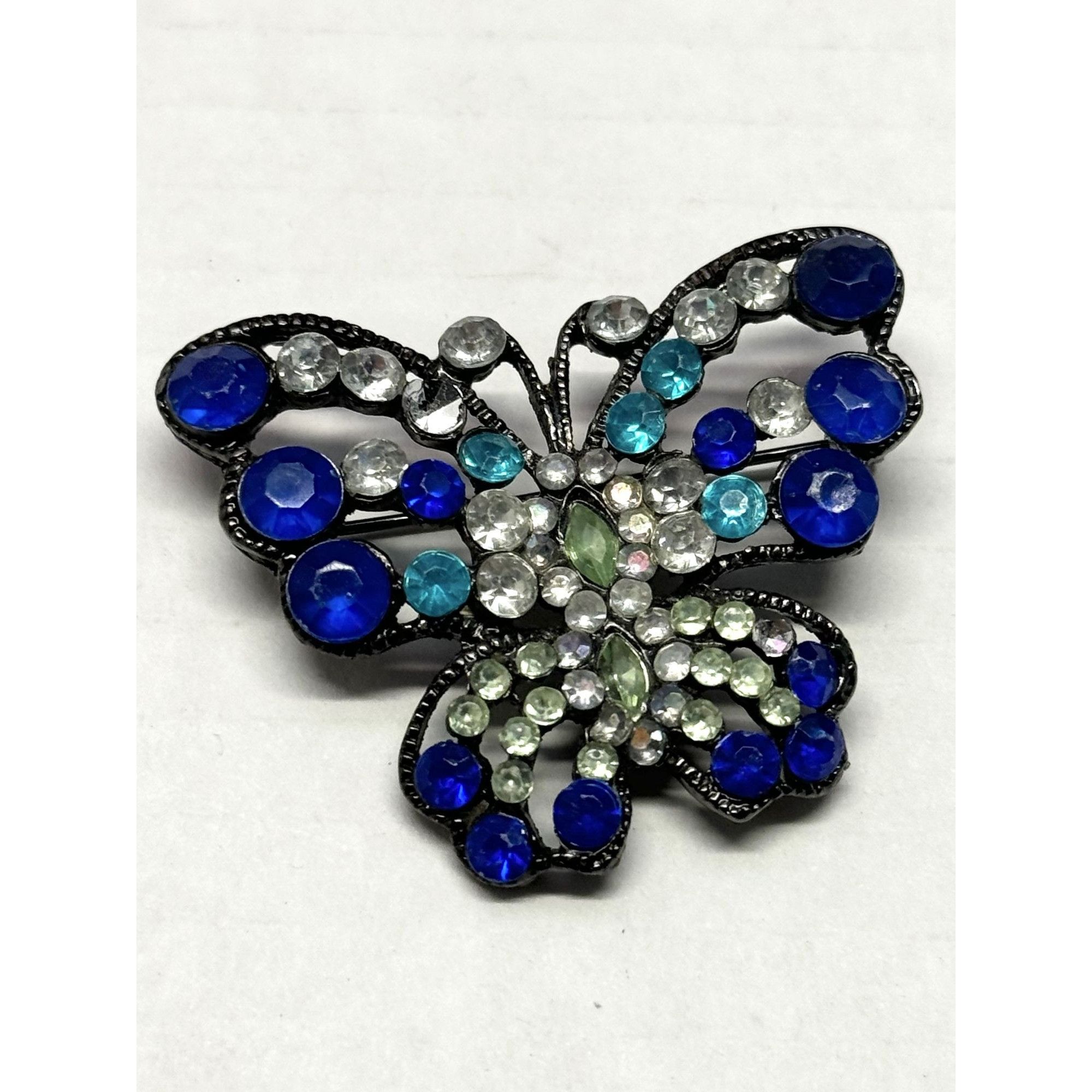 Vintage Vintage blue rhinestone butterfly brooch pin Size ONE SIZE - 1 Thumbnail